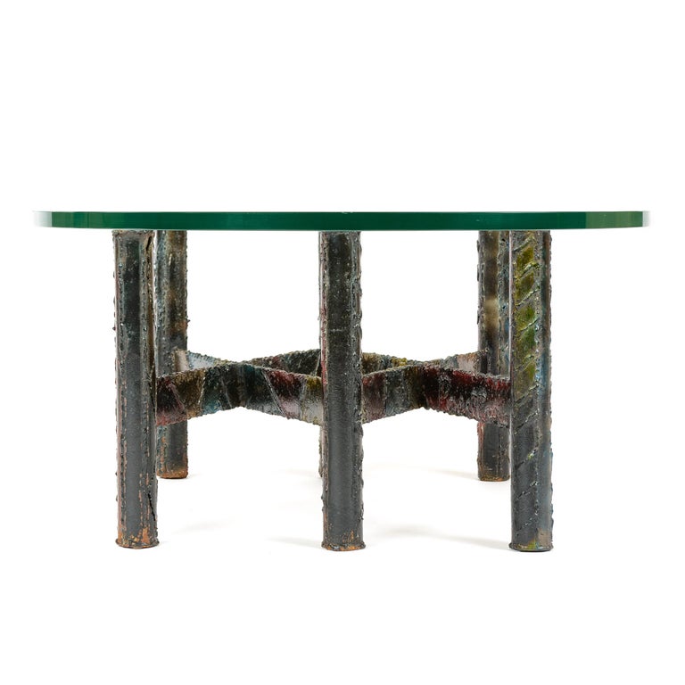 1960s Polychromed Steel Coffee or Cocktail Table by Paul Evans In Good Condition For Sale In Sagaponack, NY