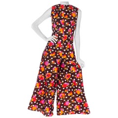 Vintage 1960S Polyester Floral And Dot Printed Jumpsuit