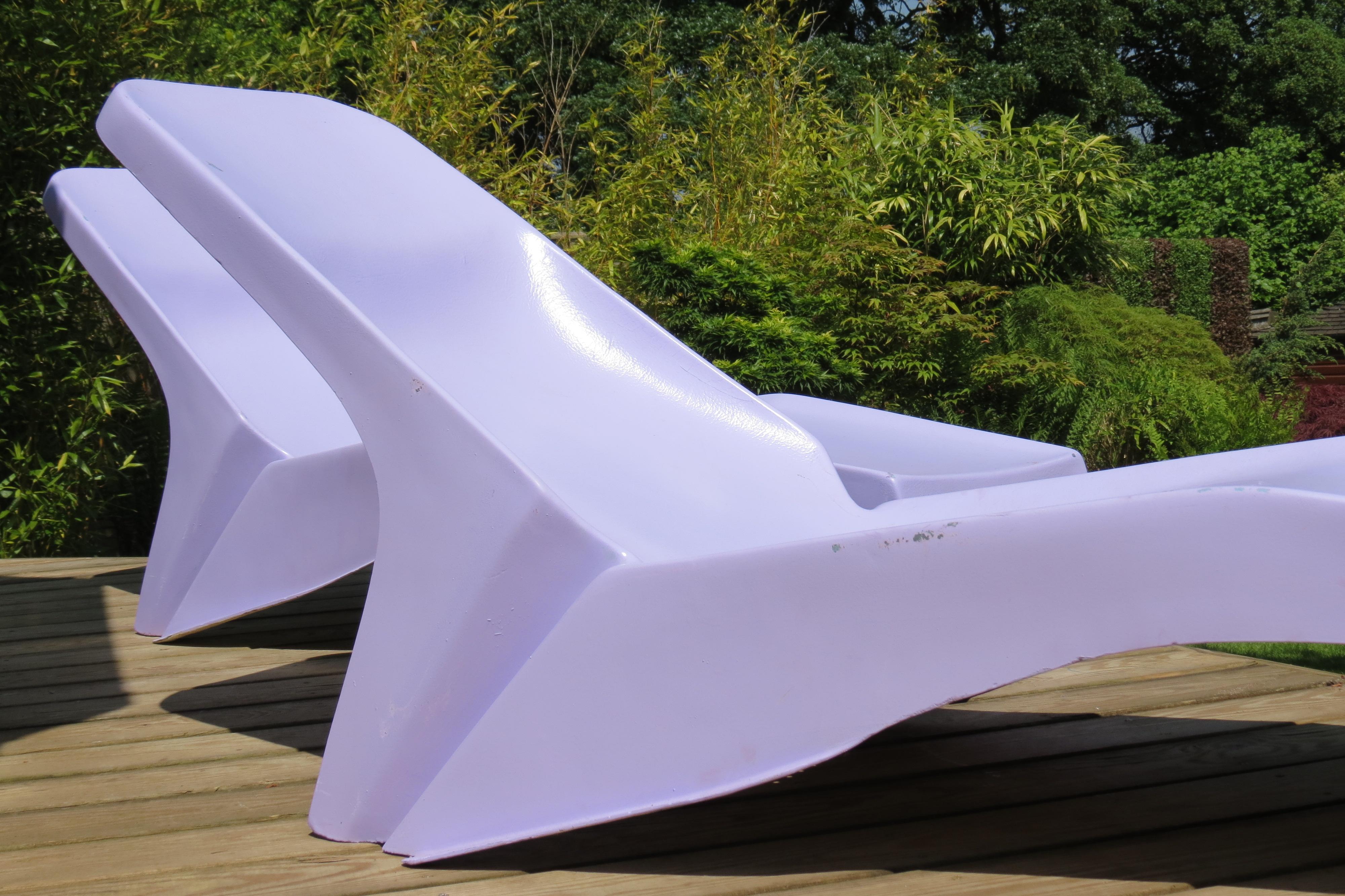 Fiberglass 1960s Pop Art Purple Fibreglass Sun Loungers