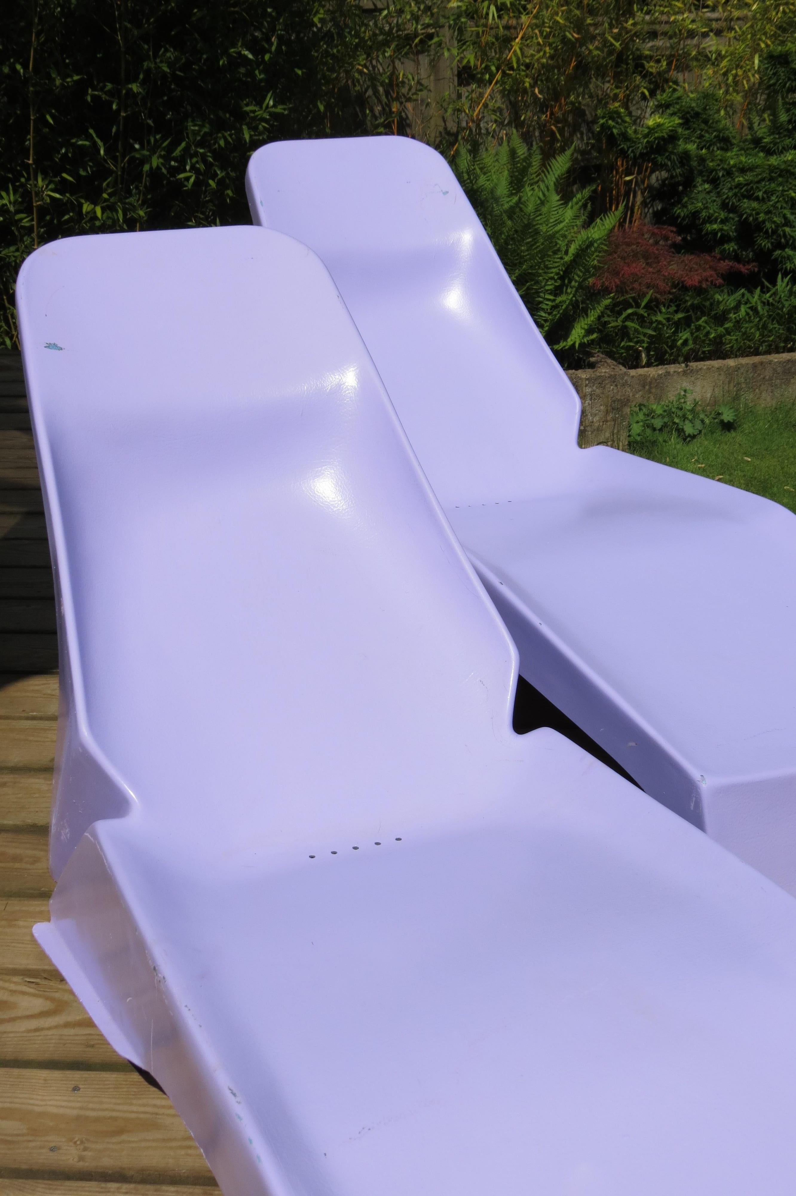 1960s Pop Art Purple Fibreglass Sun Loungers 1