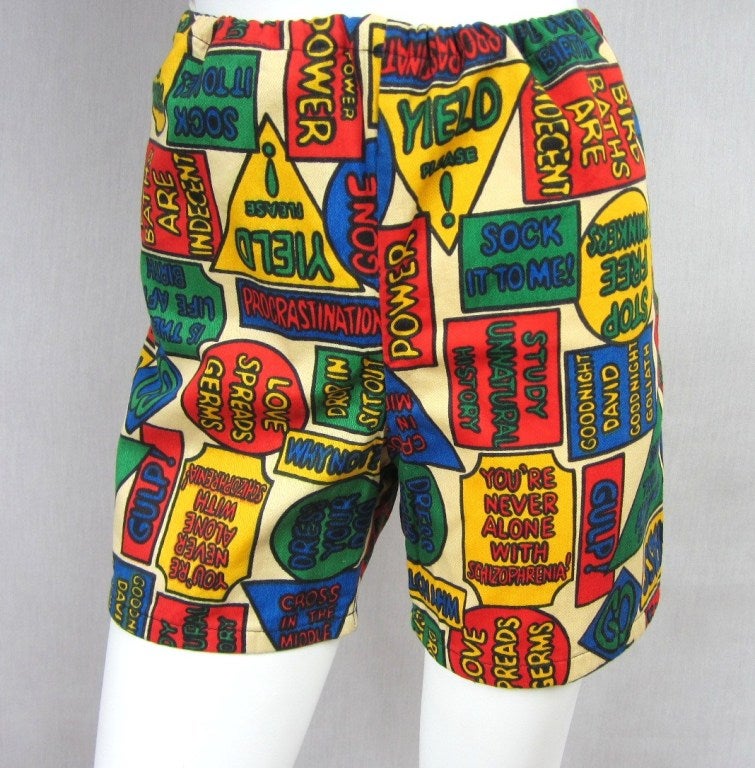 Stunning Graphics! These are so cool! 1960s Swim Shorts. They can be worn by both men or women. The  graphic's and text are amazing! 