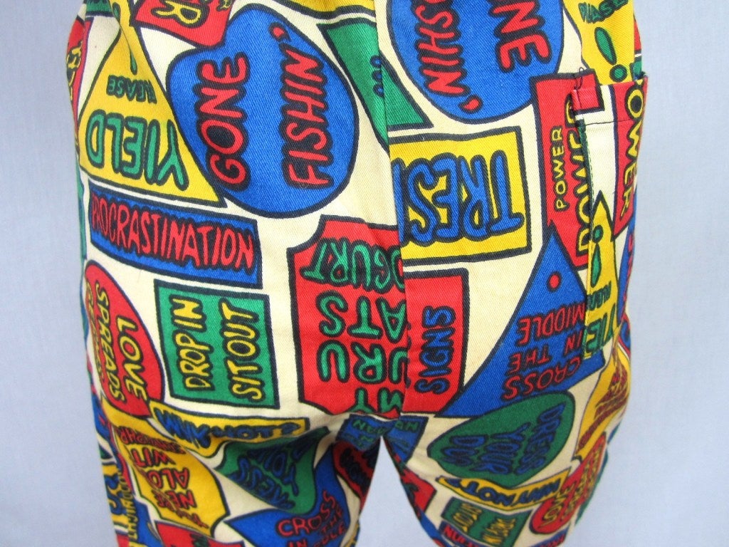 1960s POP ART Shorts Mod Unisex Stunning Graphics In Good Condition For Sale In Wallkill, NY