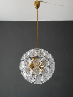 1960s Pop Art Space Age Sputnik Brass Glass Flower Dandelion Ceiling Lamp