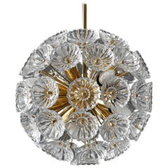 1960s Pop Art Space Age Sputnik Brass Glass Flower Dandelion Ceiling Lamp