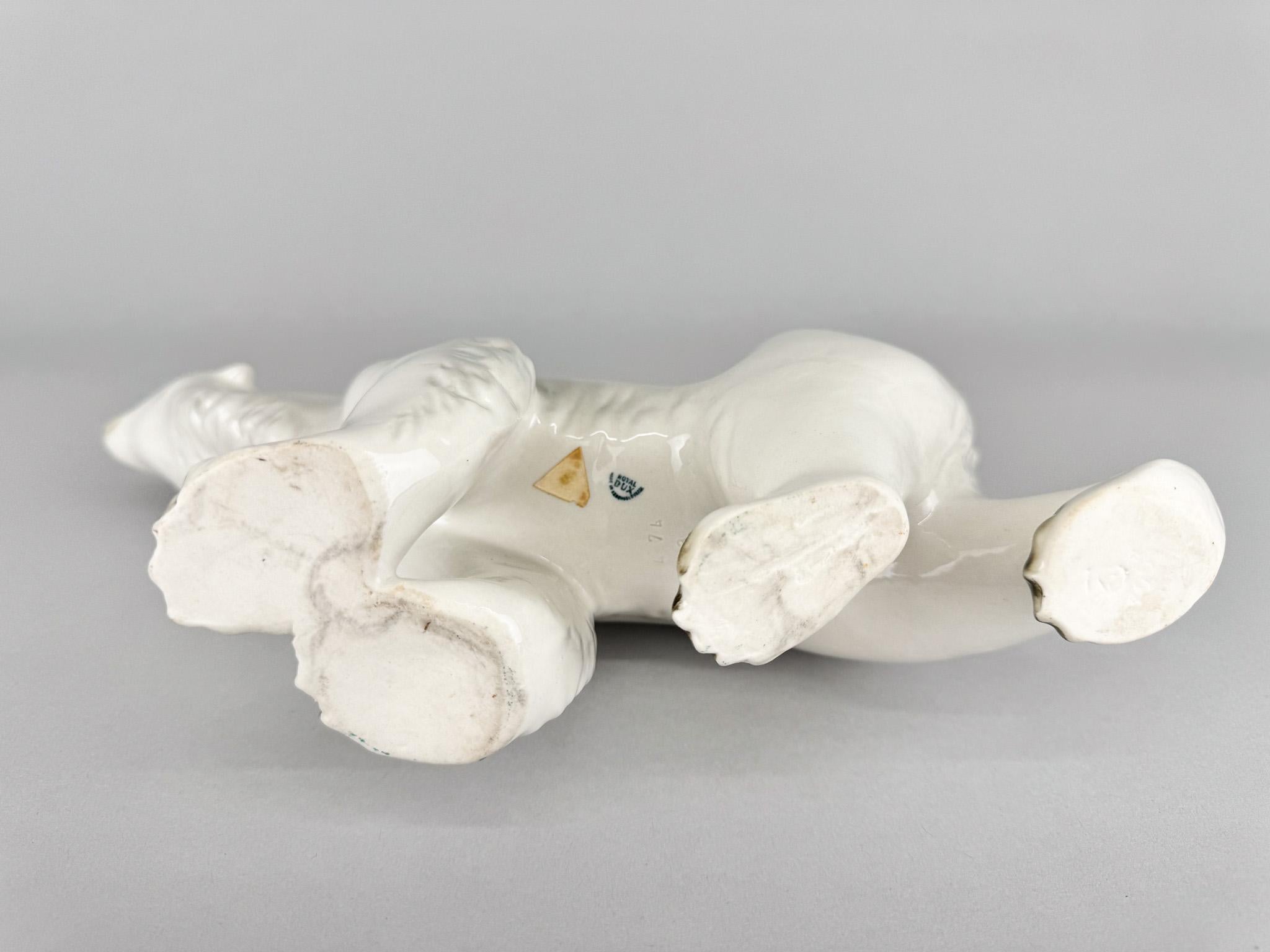 1960's Porcelain Polar Bear Sculpture Royal Dux, Czechoslovakia For Sale 1