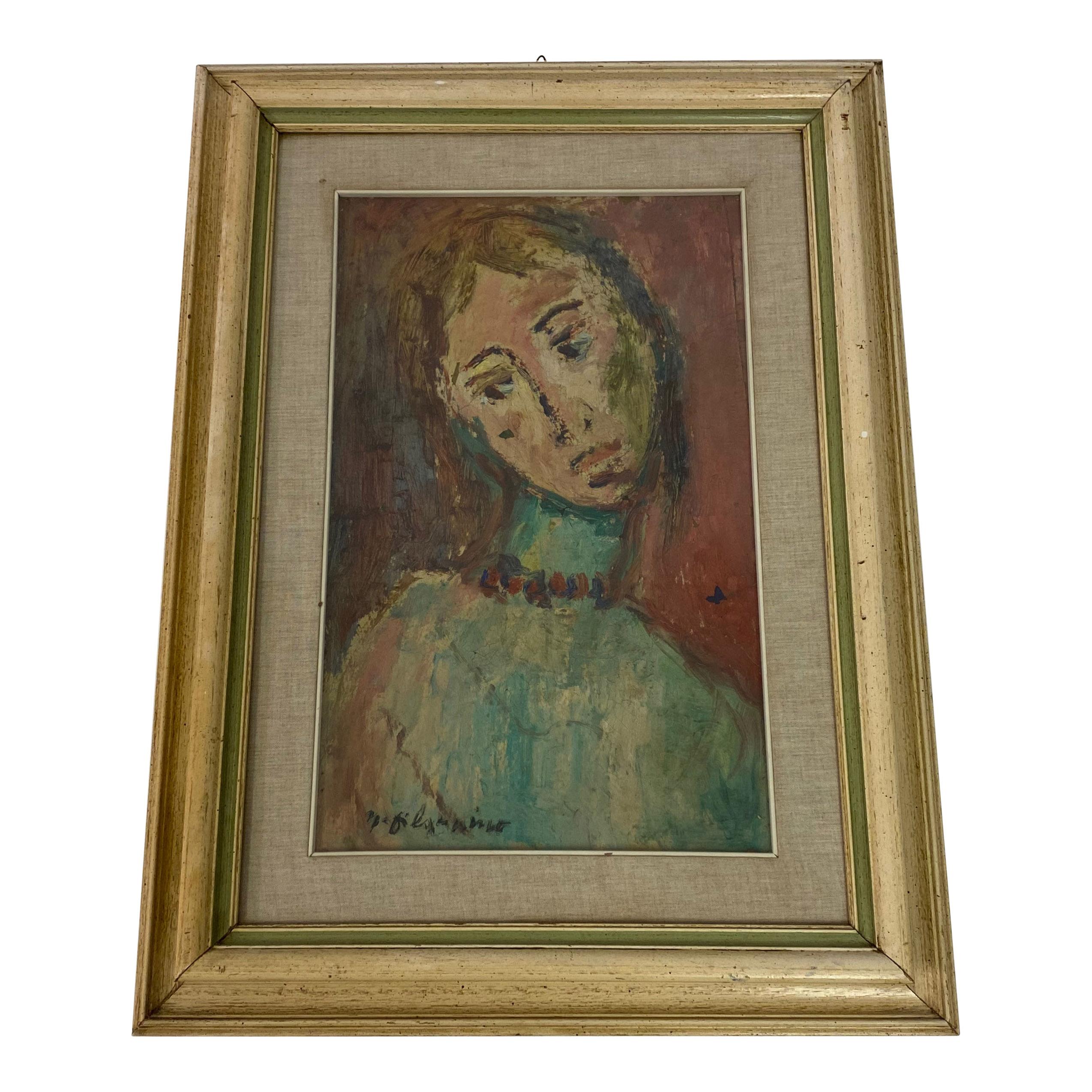 Paint 1960s Portrait of a Female For Sale