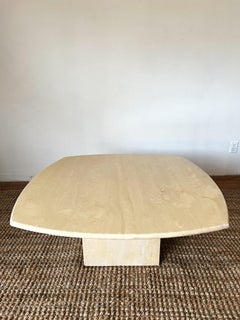 1960s Postmodern Italian Polished Travertine Coffee Table