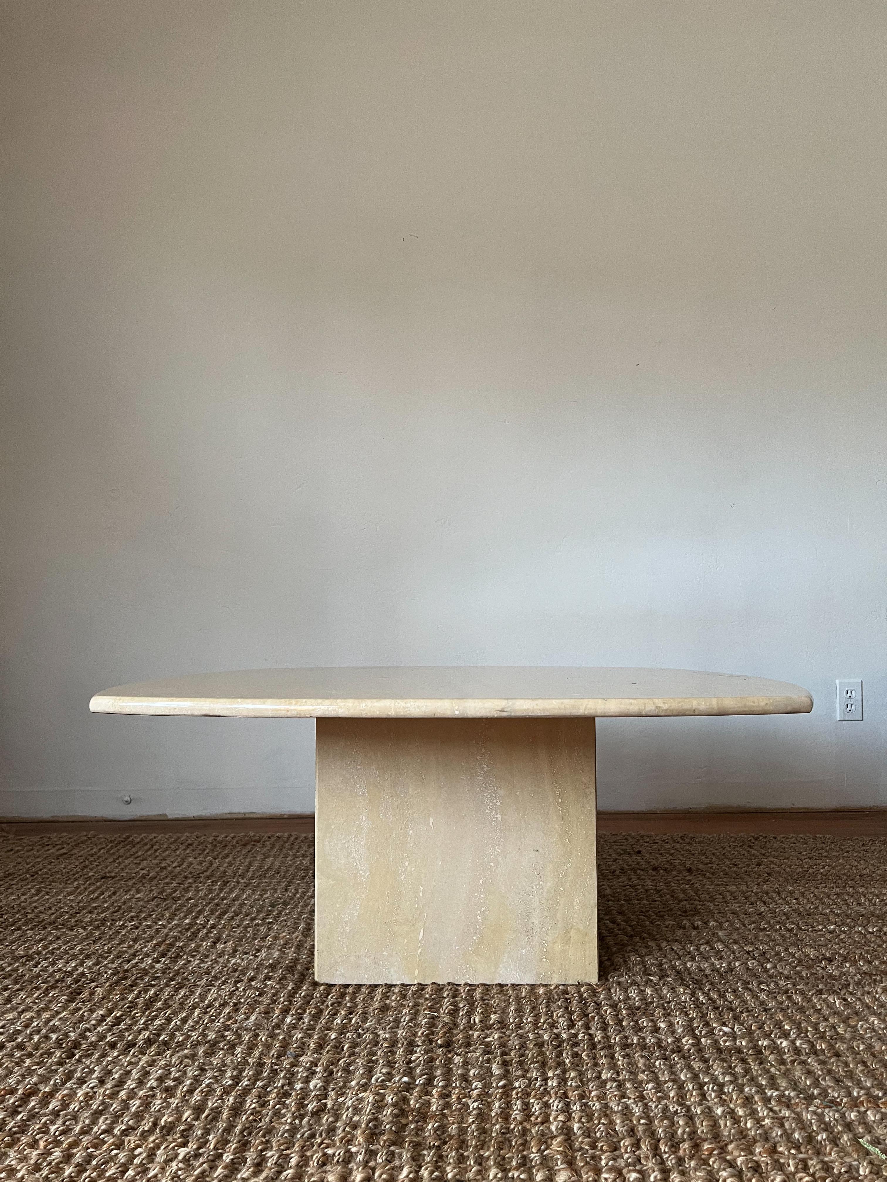 Post-Modern 1960s Postmodern Italian Polished Travertine Coffee Table For Sale