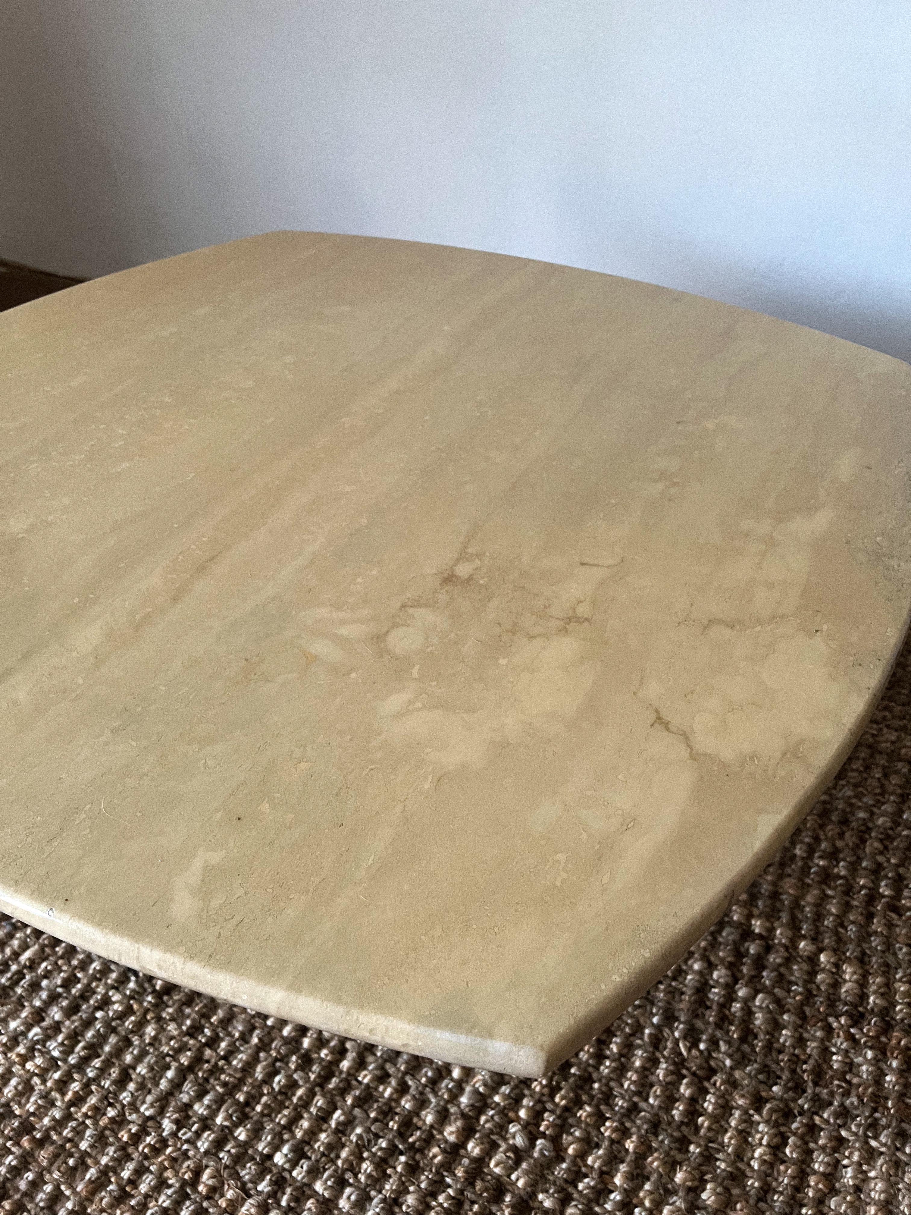 1960s Postmodern Italian Polished Travertine Coffee Table For Sale 4