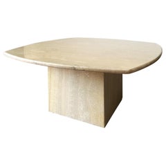 1960s Postmodern Italian Polished Travertine Coffee Table