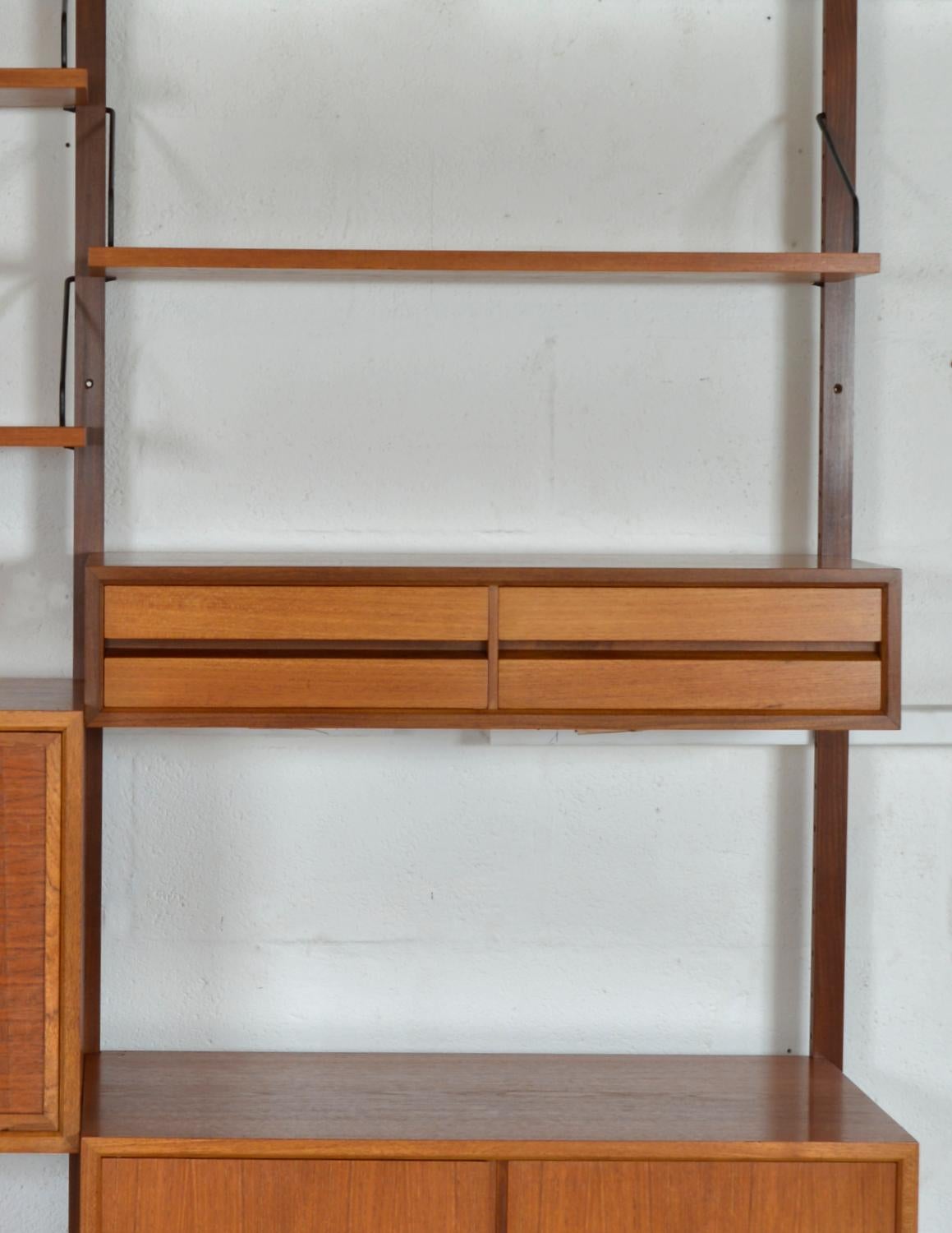 1960s Poul Cadovius Modular Teak 2-Bay Danish Royal System Wall Unit Shelving 7