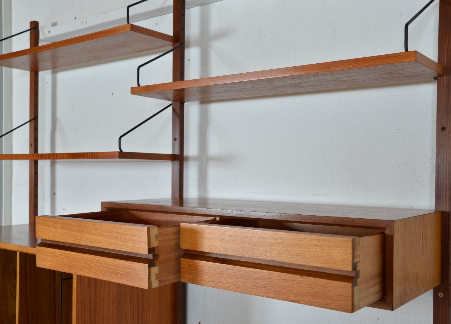 1960s Poul Cadovius Modular Teak 2-Bay Danish Royal System Wall Unit Shelving 8