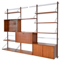 Used 1960s Poul Cadovius Modular Teak 3-Bay Danish Royal System Wall Unit Shelving