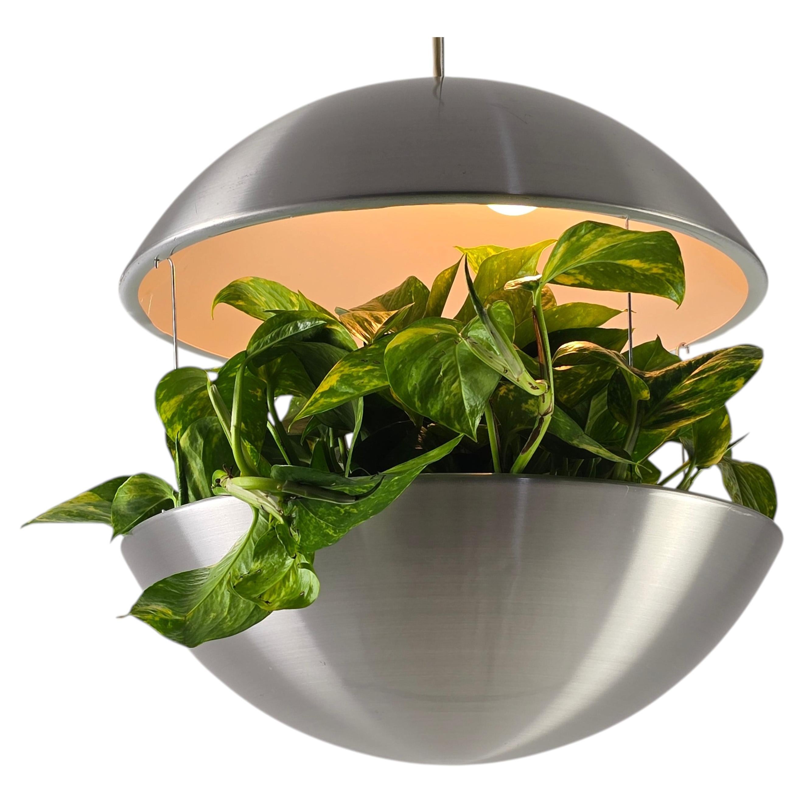 1960s Poul Cadovius Largest Aluminium Lighted Planter RS 50 Pendant , Denmark