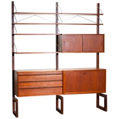 1960s, Poul Cadovius Teak with Golden Supports Dry Bar or Book Case by Cado
