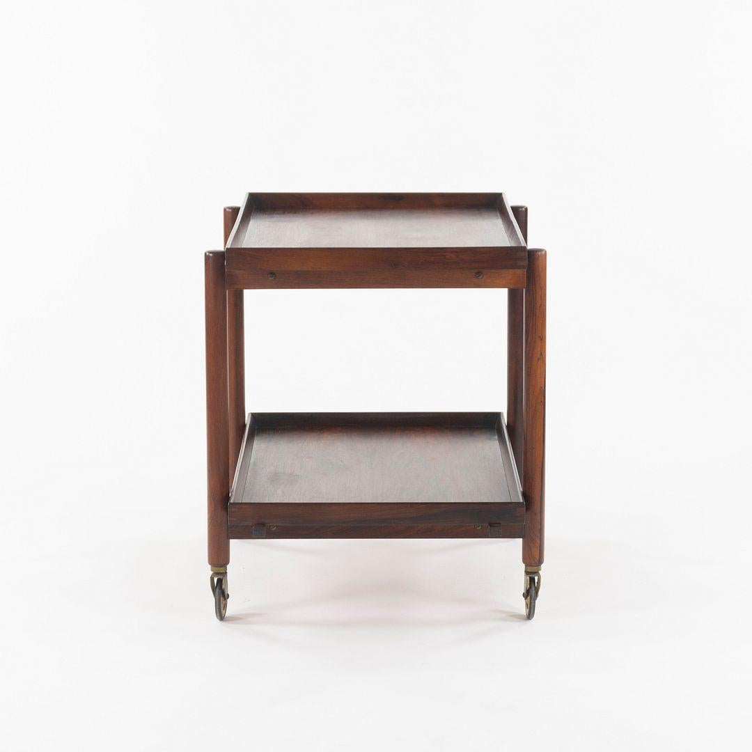 Moderne 1960s Poul Hundevad Danish Modern Two-Tiered Rosewood Serving Bar Cart en vente