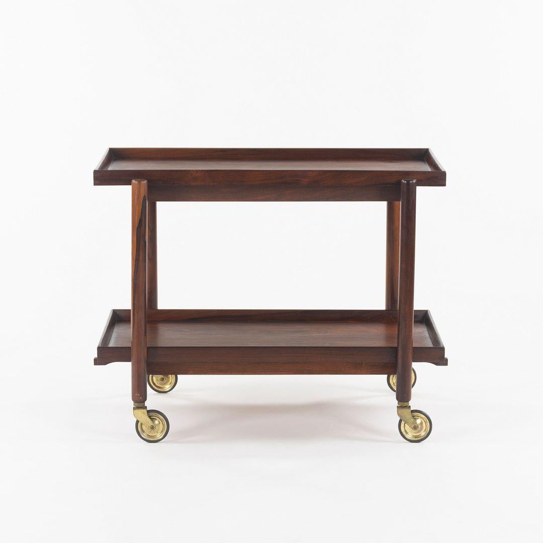 Danois 1960s Poul Hundevad Danish Modern Two-Tiered Rosewood Serving Bar Cart en vente