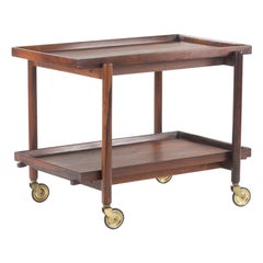 1960s Poul Hundevad Danish Modern Two-Tiered Rosewood Serving Bar Cart