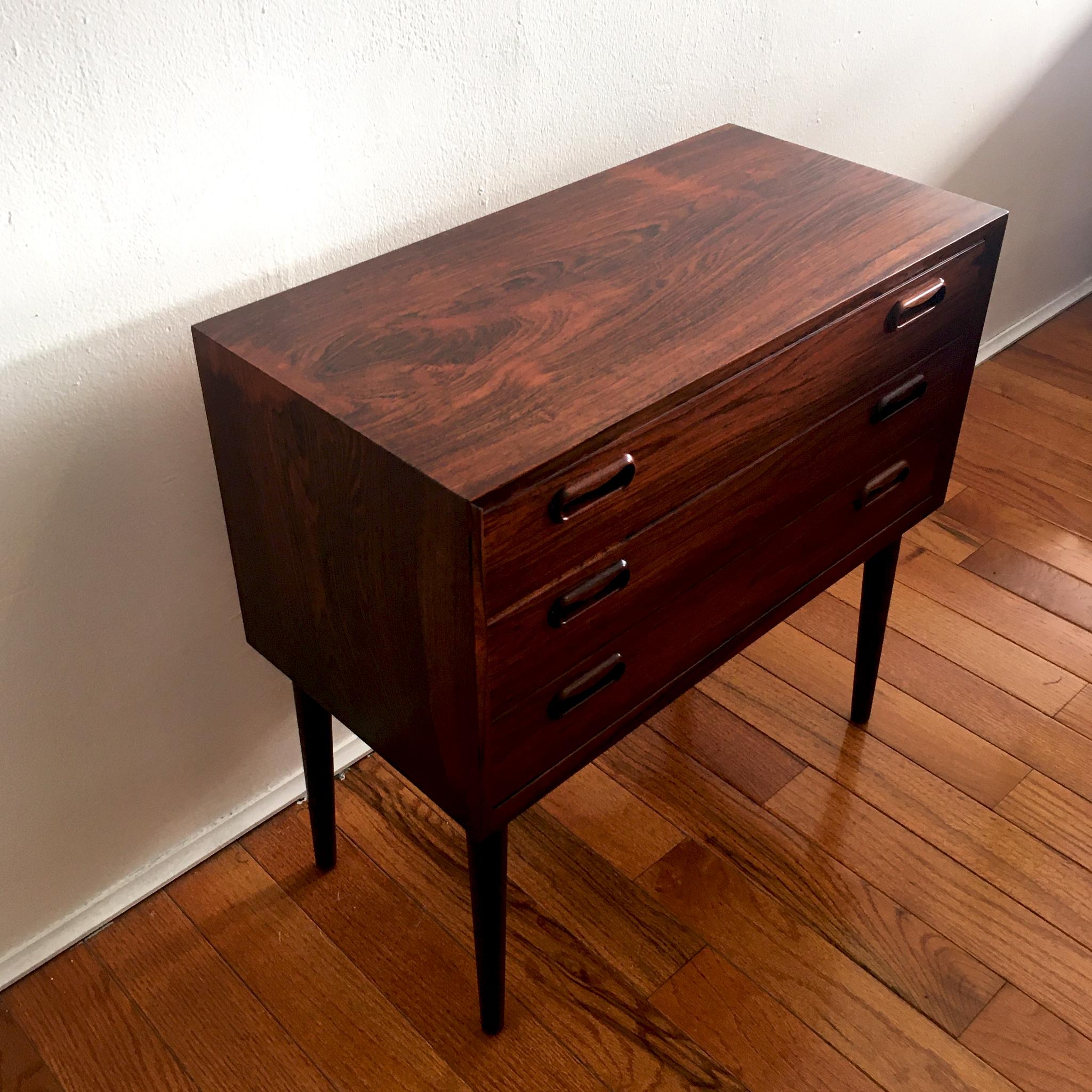 Mid-20th Century 1960's Poul Hundevad Style Danish Rosewood Petite Side Chest