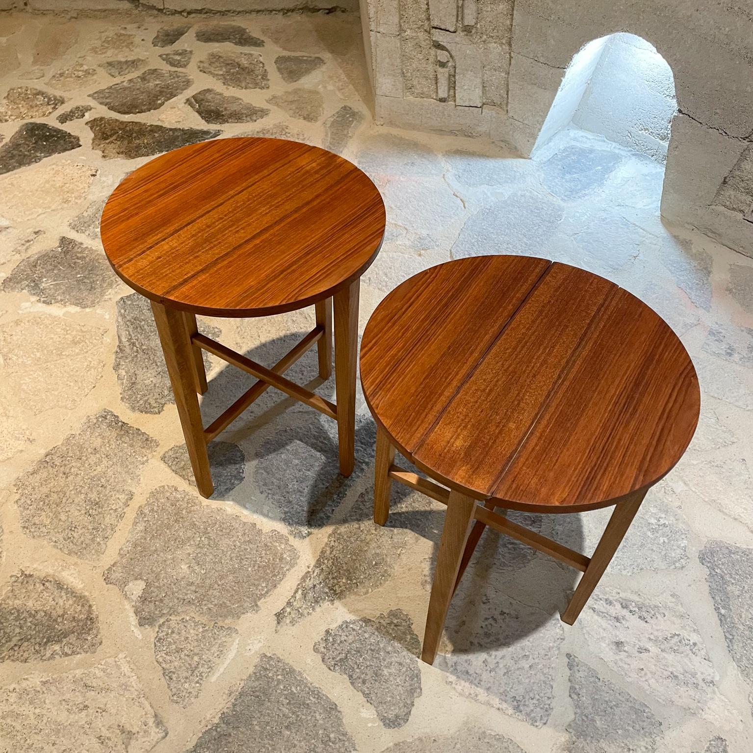 Mid-Century Modern 1960s Poul Hundevad Practical Teak Folding Round Side Tables Scandinavian Modern