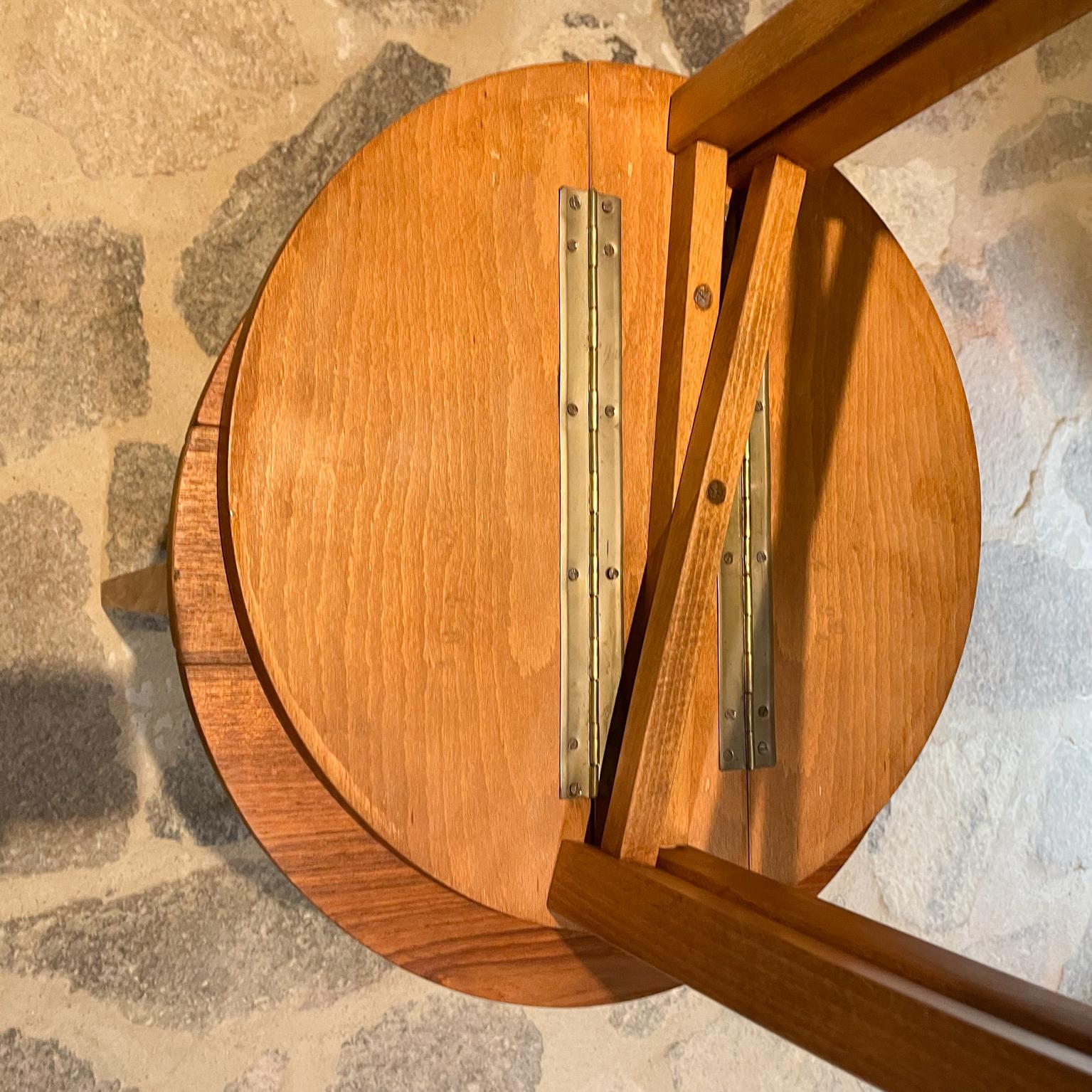 Birch 1960s Poul Hundevad Practical Teak Folding Round Side Tables Scandinavian Modern