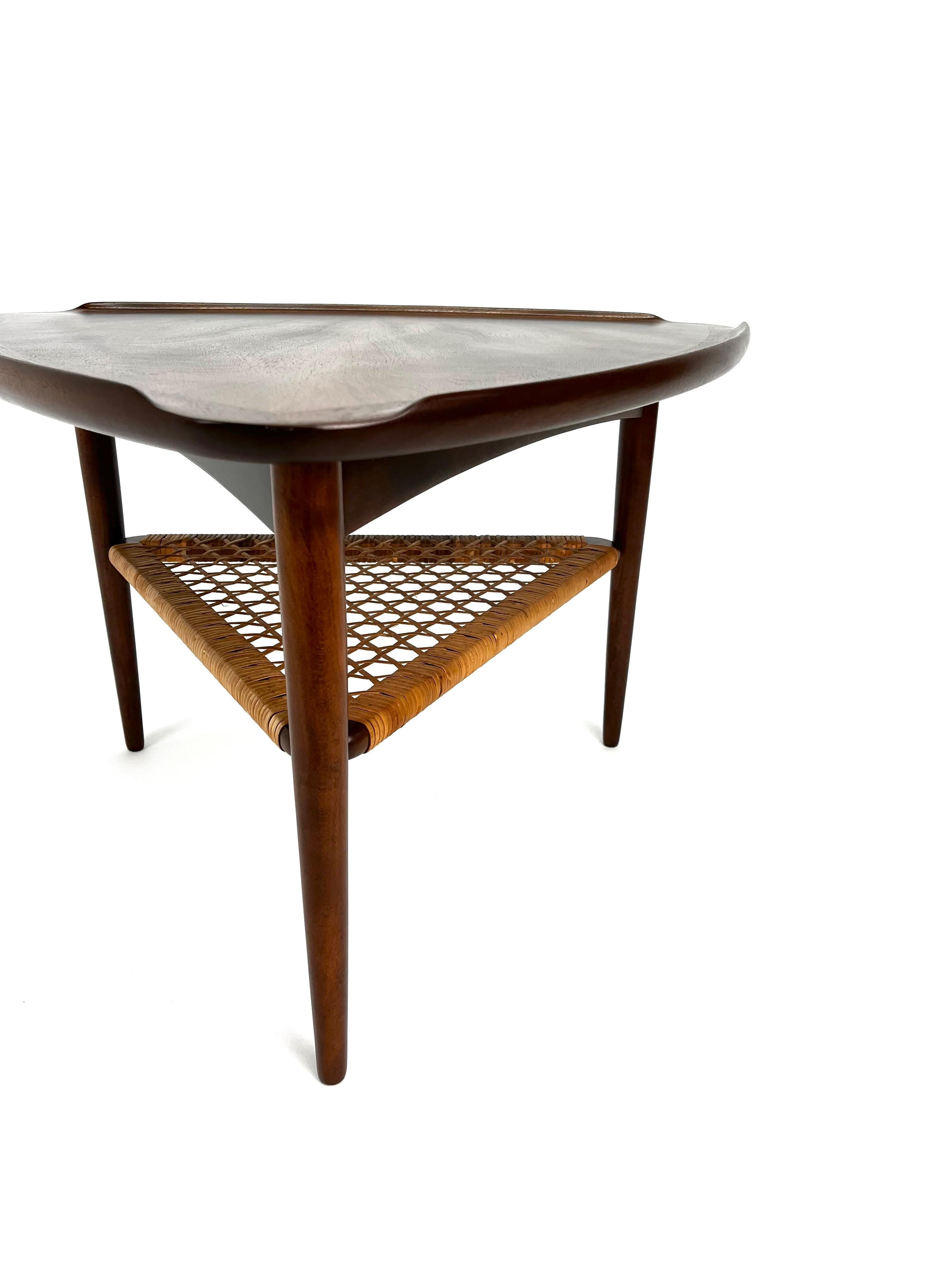 1960s Poul Jensen for Selig Walnut and Woven Cane Guitar Pick Tables