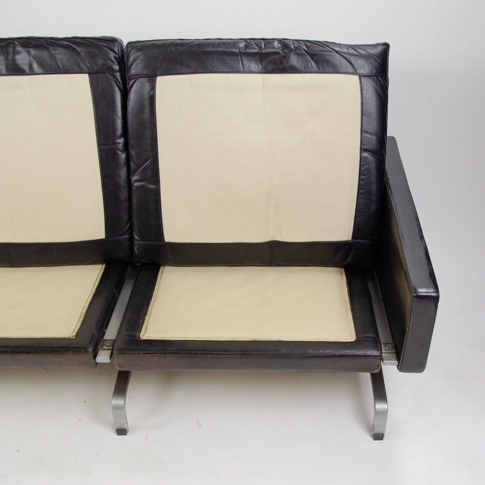 1960s Poul Kjaerholm PK31 Three Seat Sofa by E Kold Christensen in Black Leather In Fair Condition In Philadelphia, PA