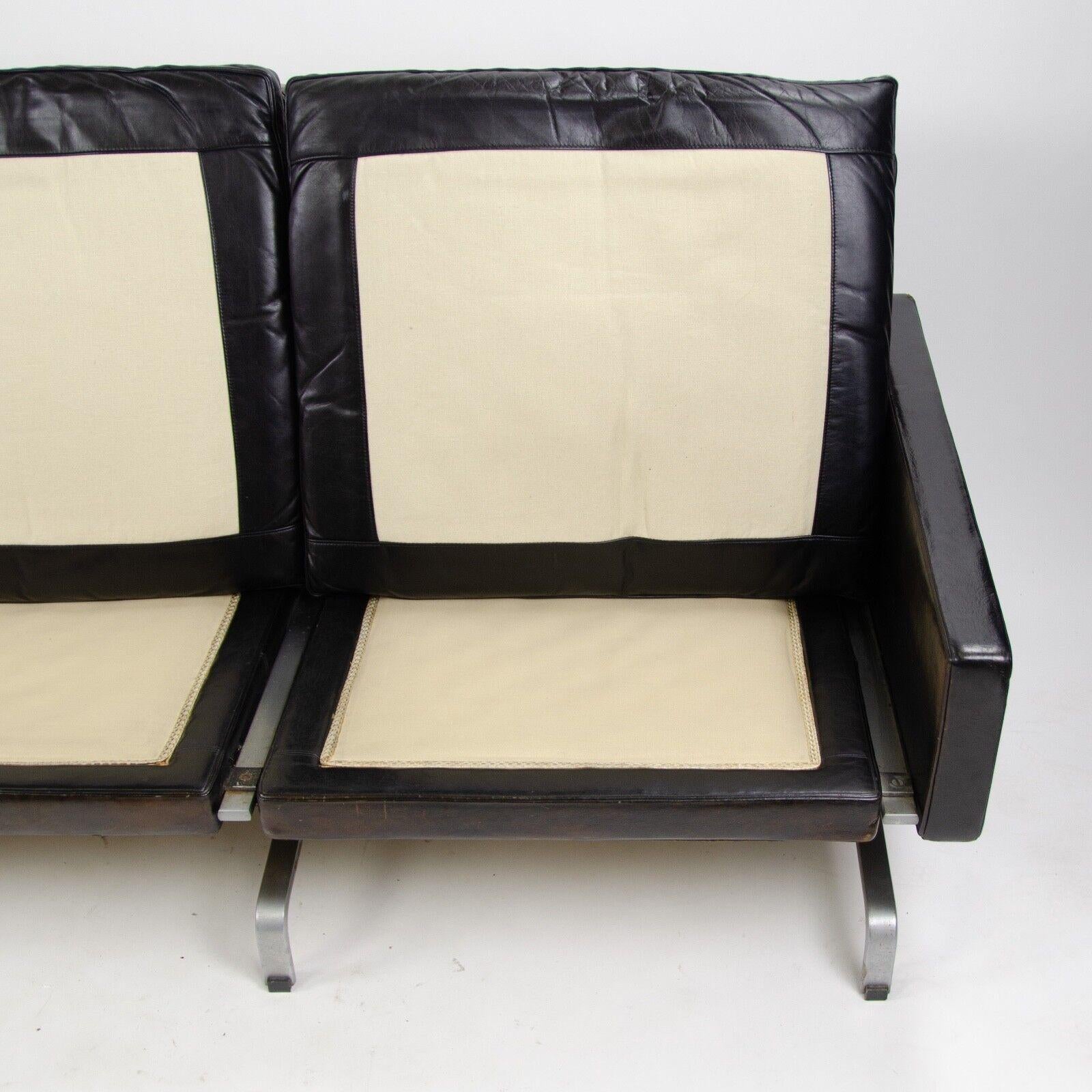 Mid-20th Century 1960s Poul Kjaerholm PK31 Three Seat Sofa by E Kold Christensen in Black Leather
