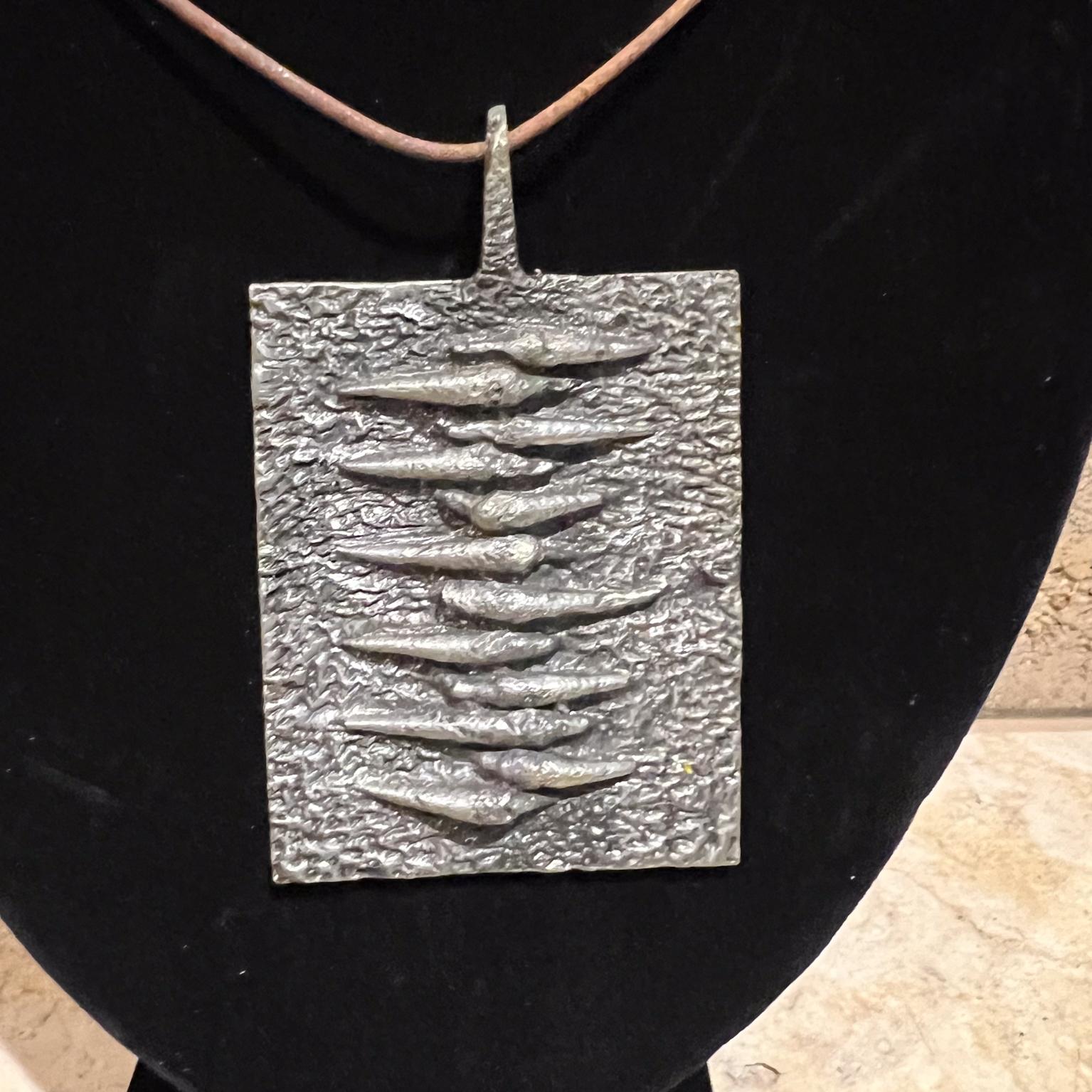Mid-Century Modern 1960s Poul Warmind Brutalist Pendant Textured Pewter Denmark For Sale