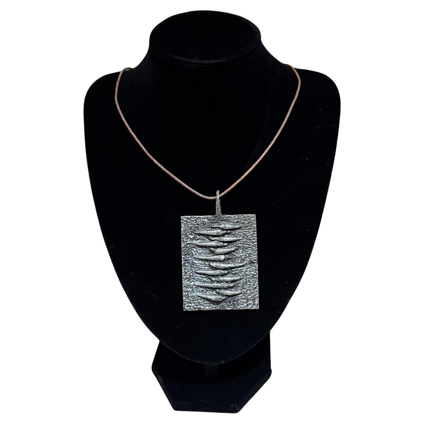 1960s Poul Warmind Brutalist Pendant Textured Pewter Denmark