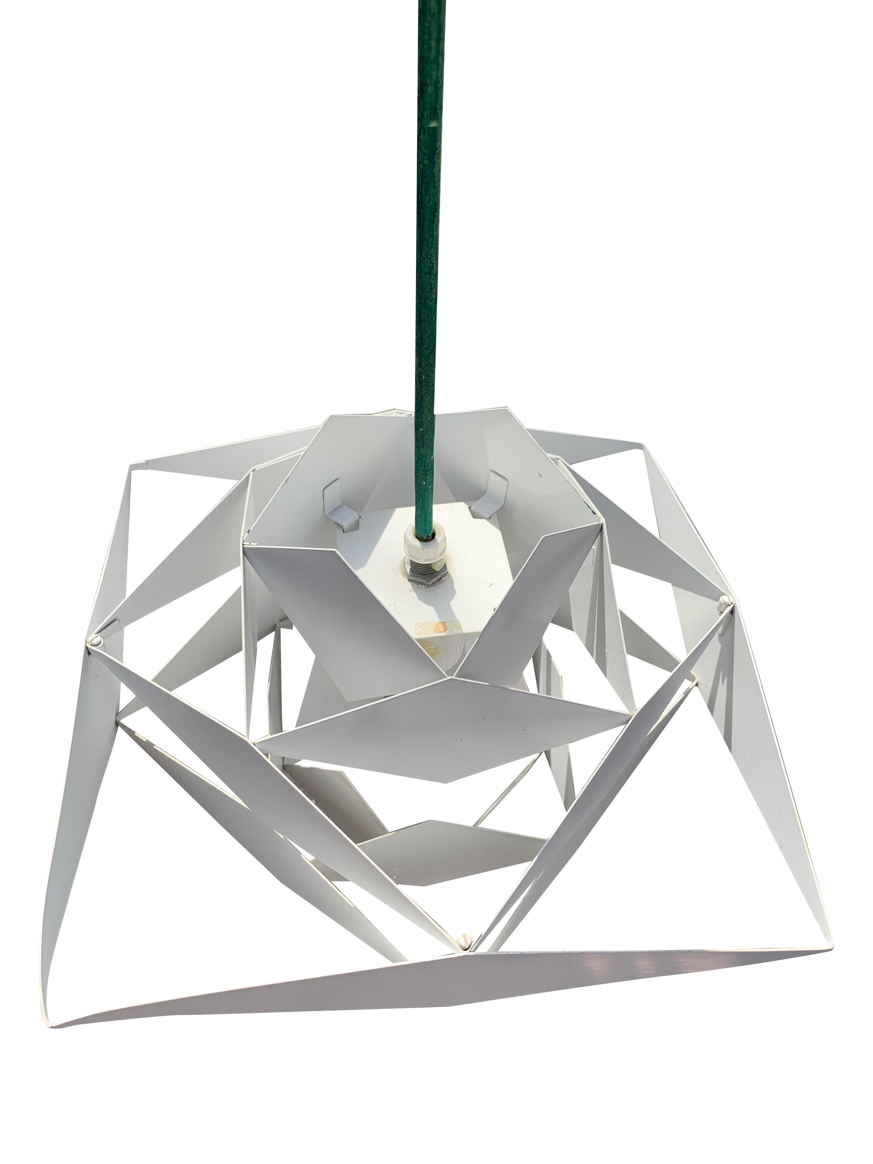 Danish 1960s Preben Dahl Symfoni Scandinavian Geometry Enameled Steel Hanging Lamp For Sale