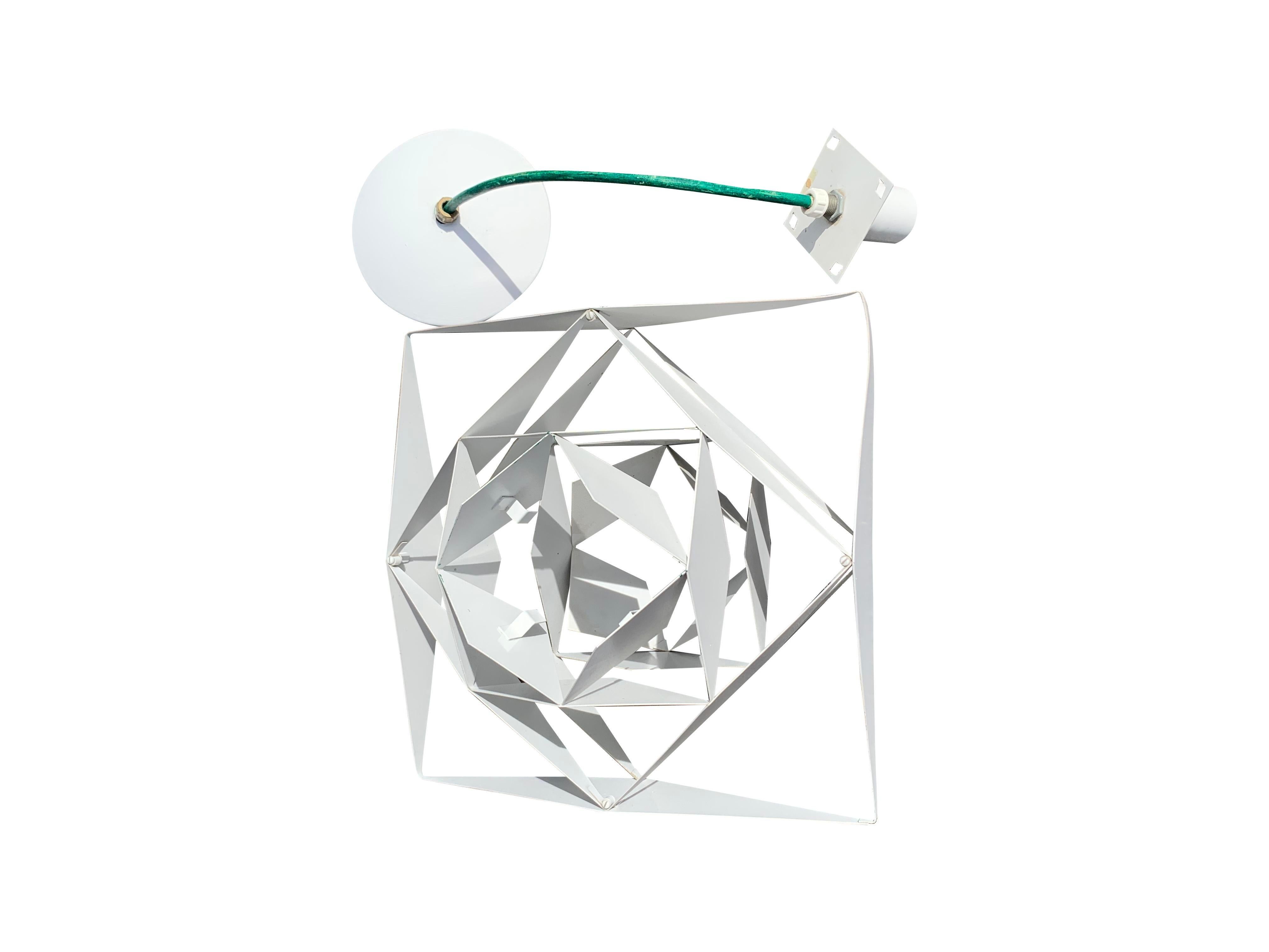 1960s Preben Dahl Symfoni Scandinavian Geometry Enameled Steel Hanging Lamp For Sale 1