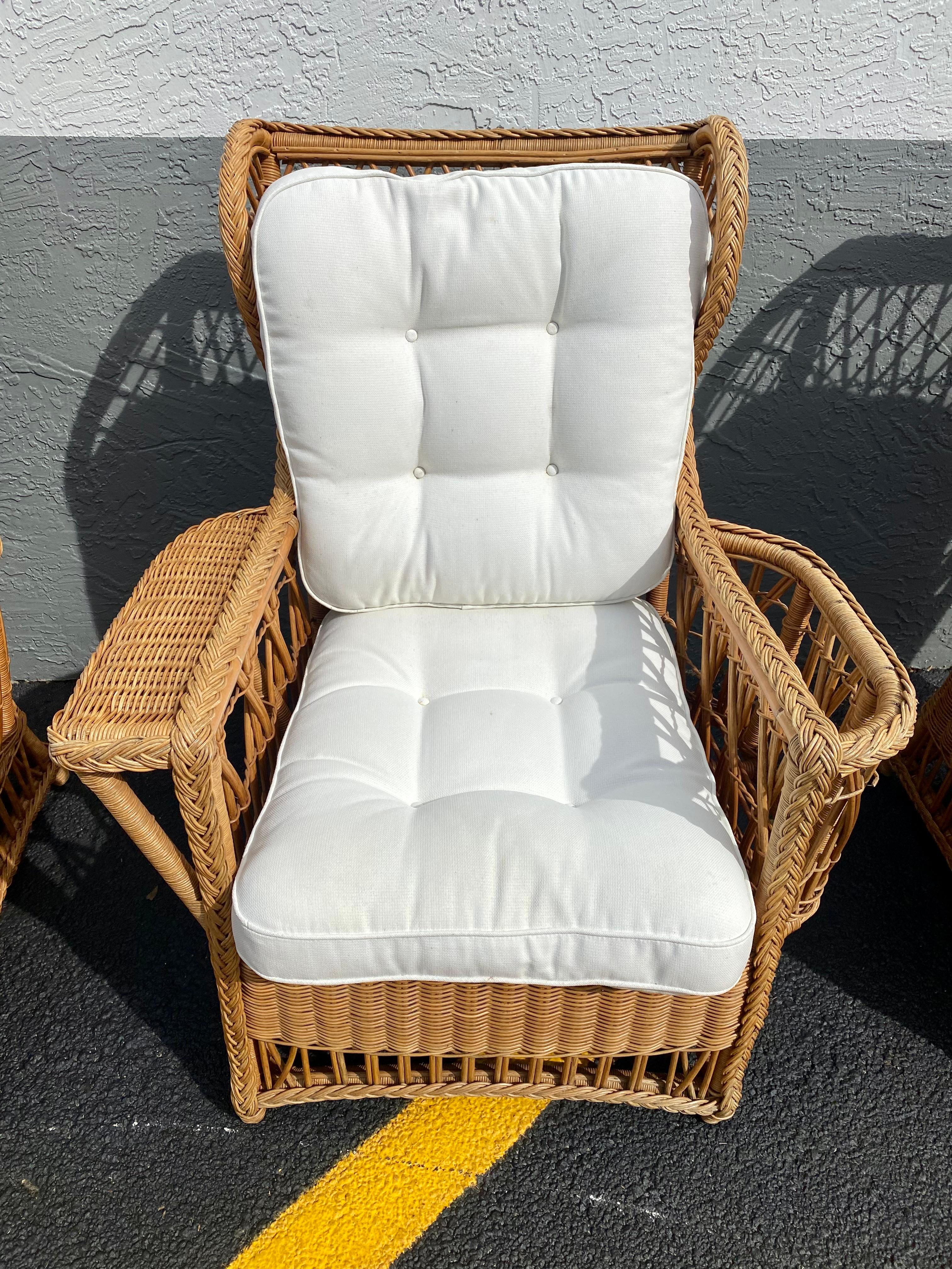 1960s President Sculptural Wingback Rattan Chairs, Set of 4 For Sale 3