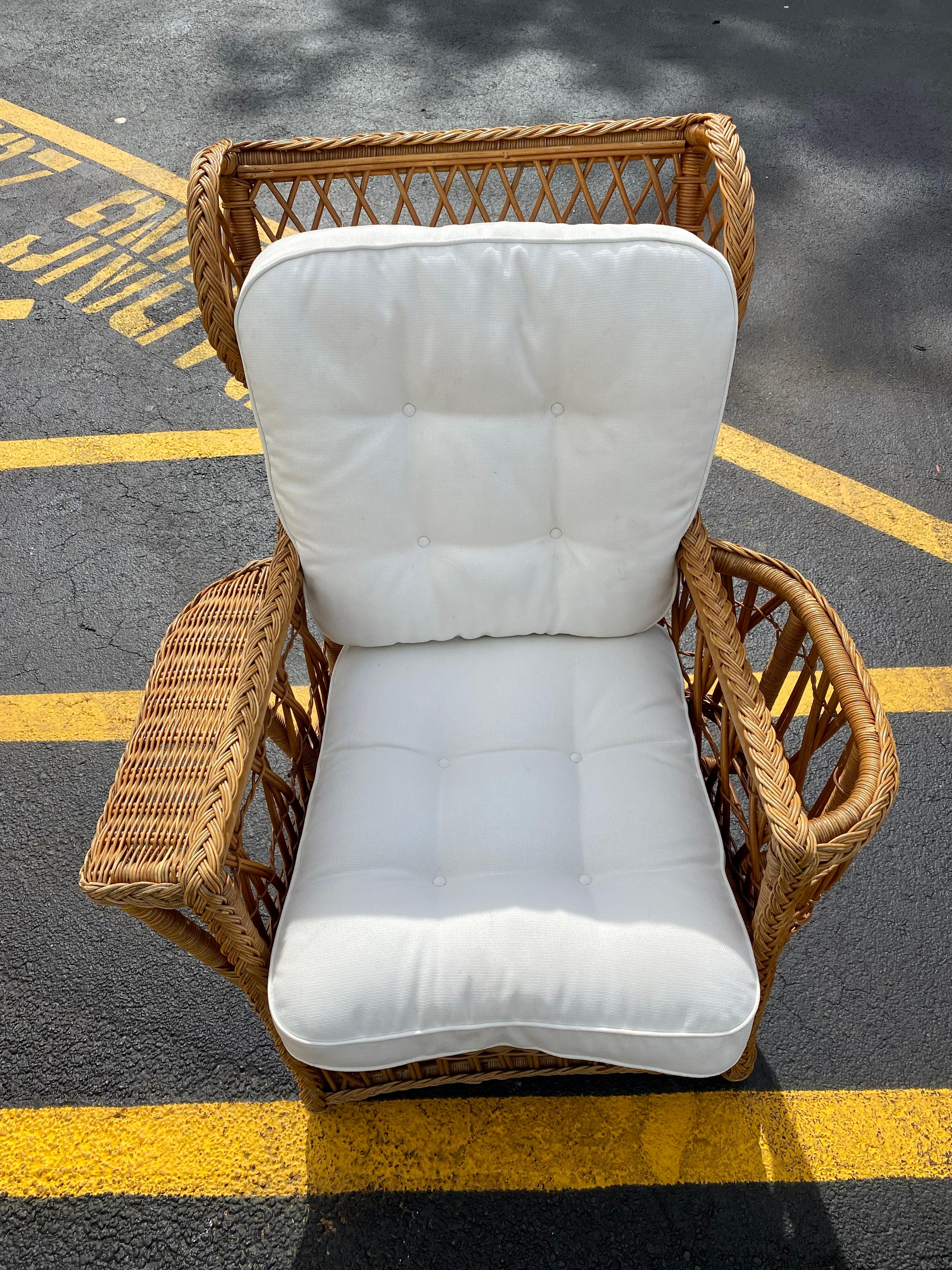 1960s President Sculptural Wingback Rattan Chairs, Set of 4 For Sale 4