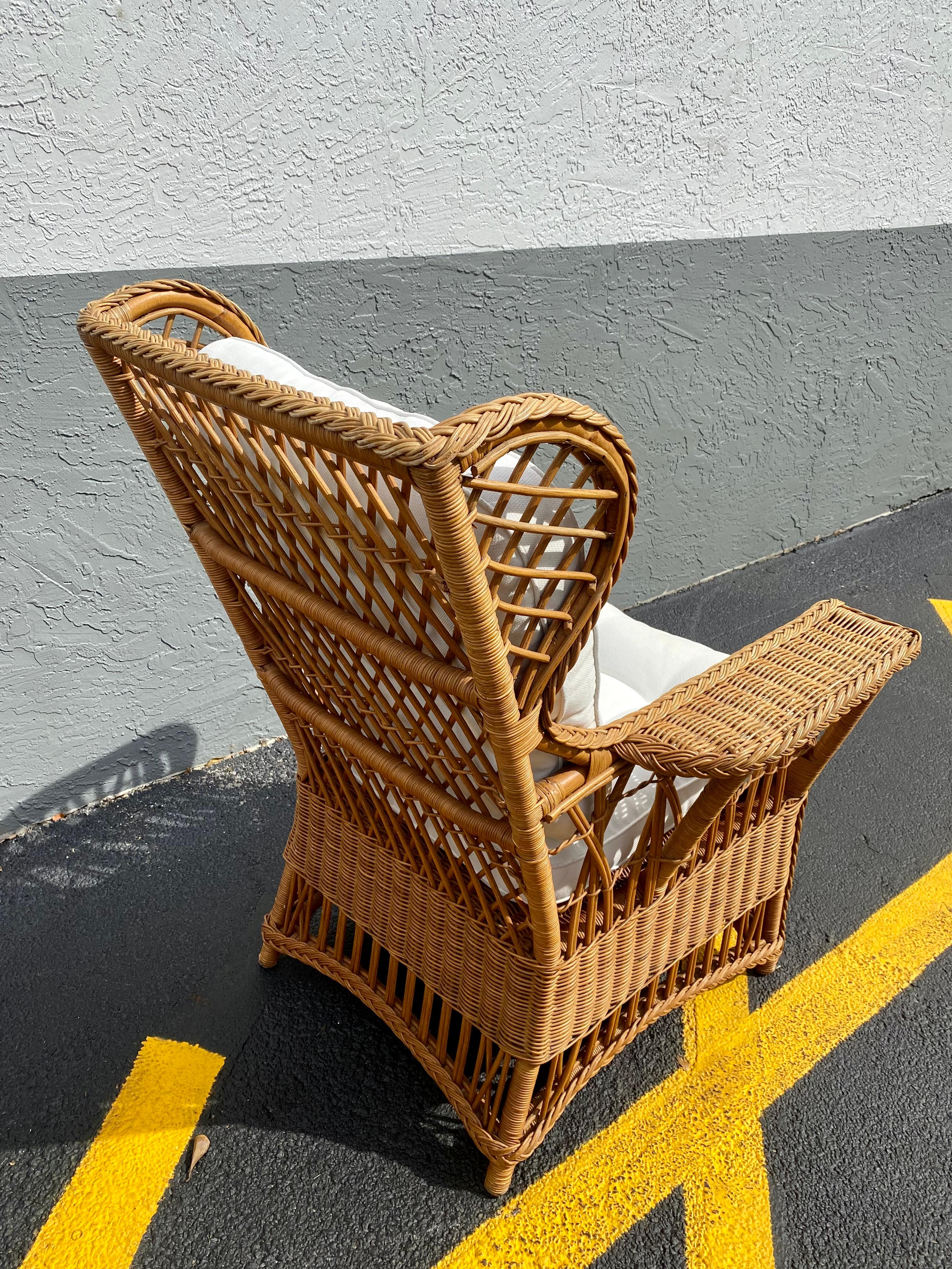 1960s President Sculptural Wingback Rattan Chairs, Set of 4 For Sale 6
