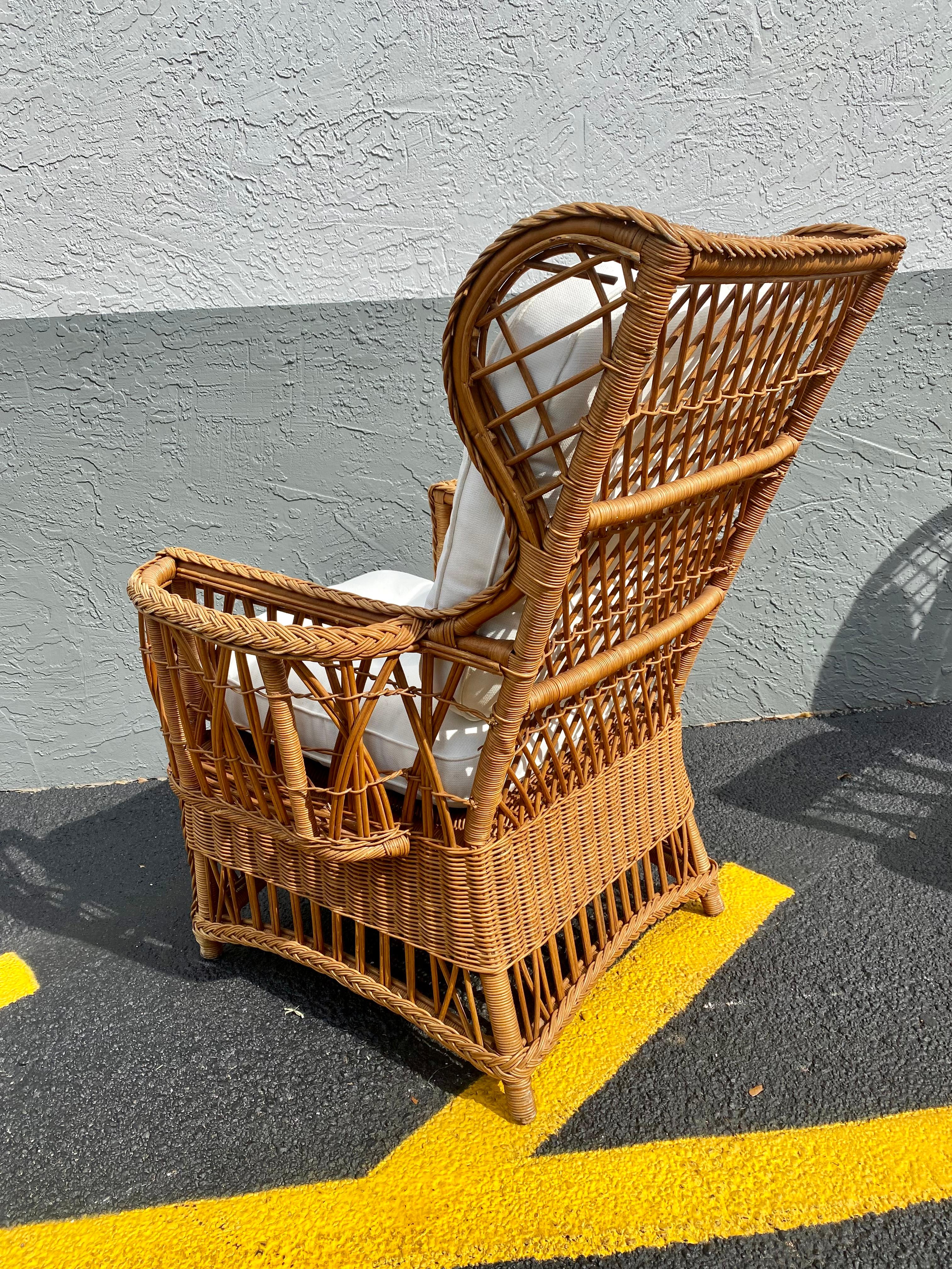1960s President Sculptural Wingback Rattan Chairs, Set of 4 For Sale 7