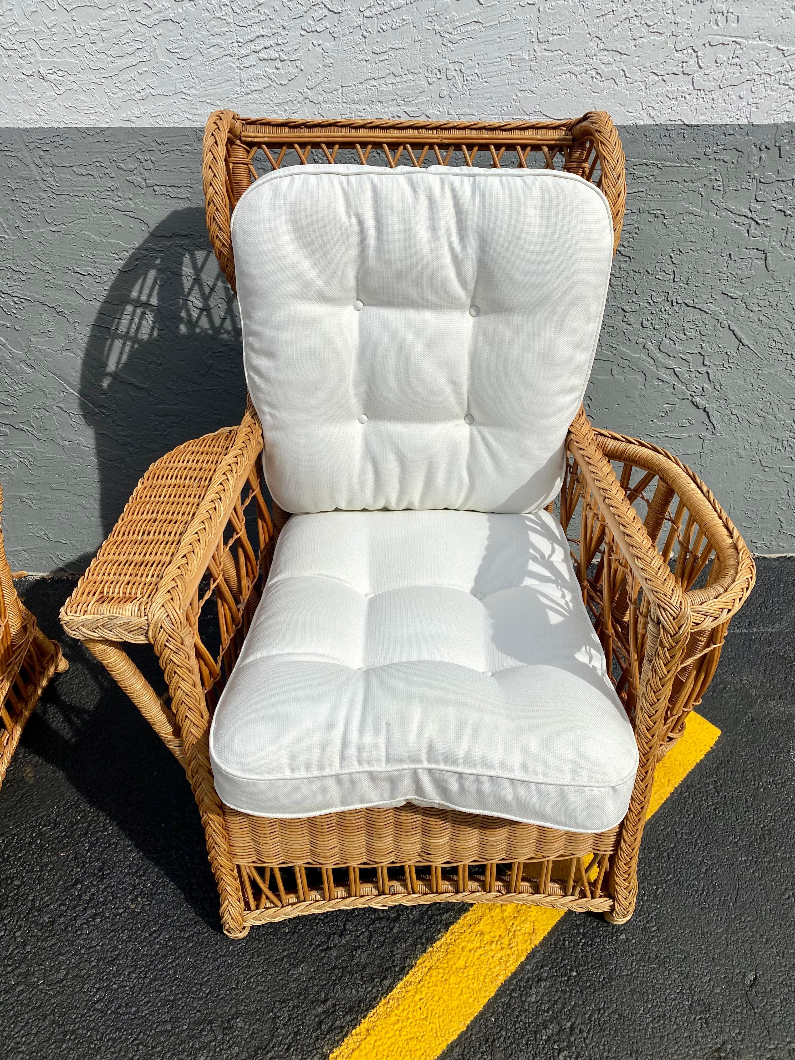 1960s President Sculptural Wingback Rattan Chairs, Set of 4 For Sale 1