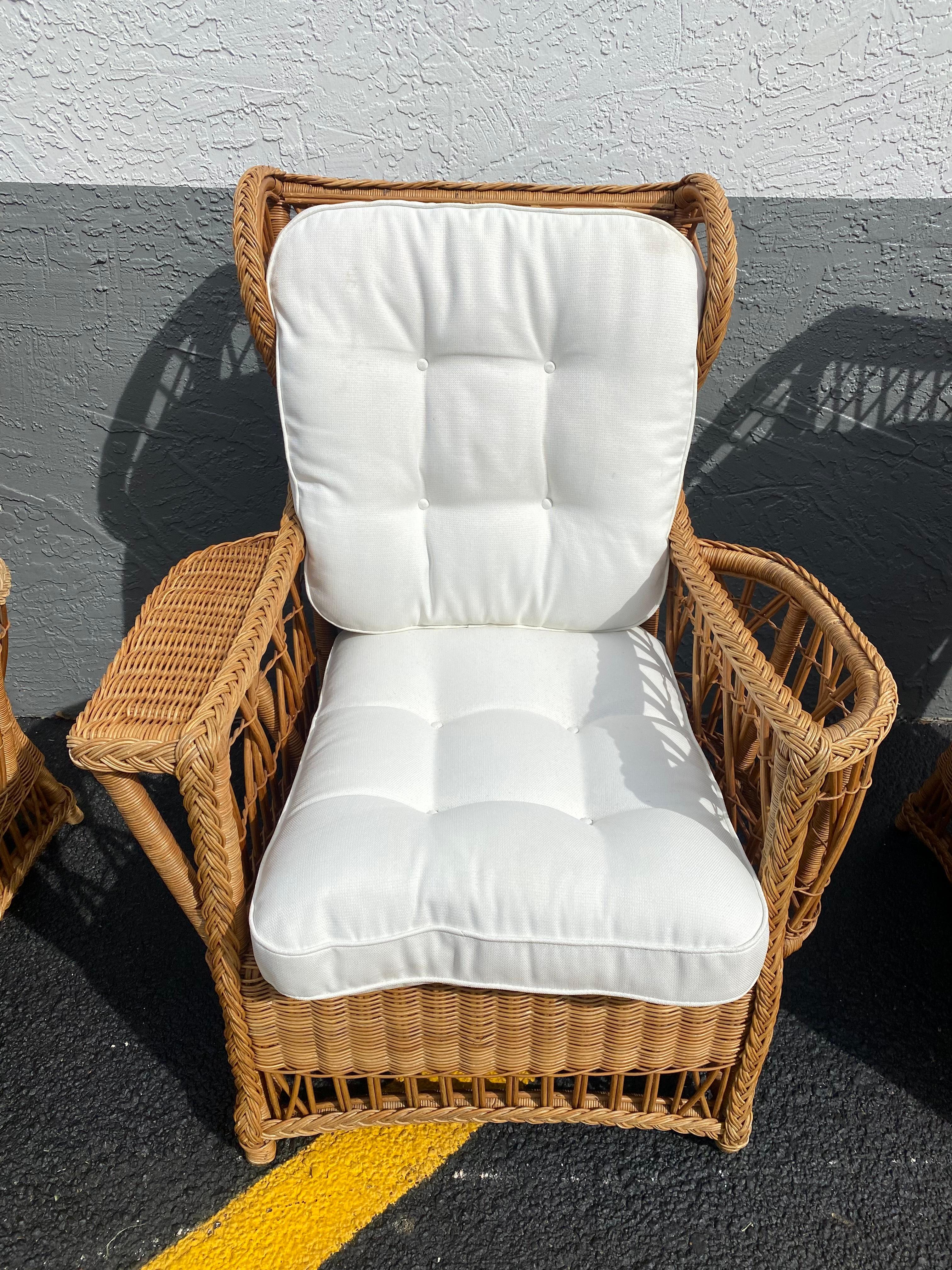 1960s President Sculptural Wingback Rattan Chairs, Set of 4 For Sale 2