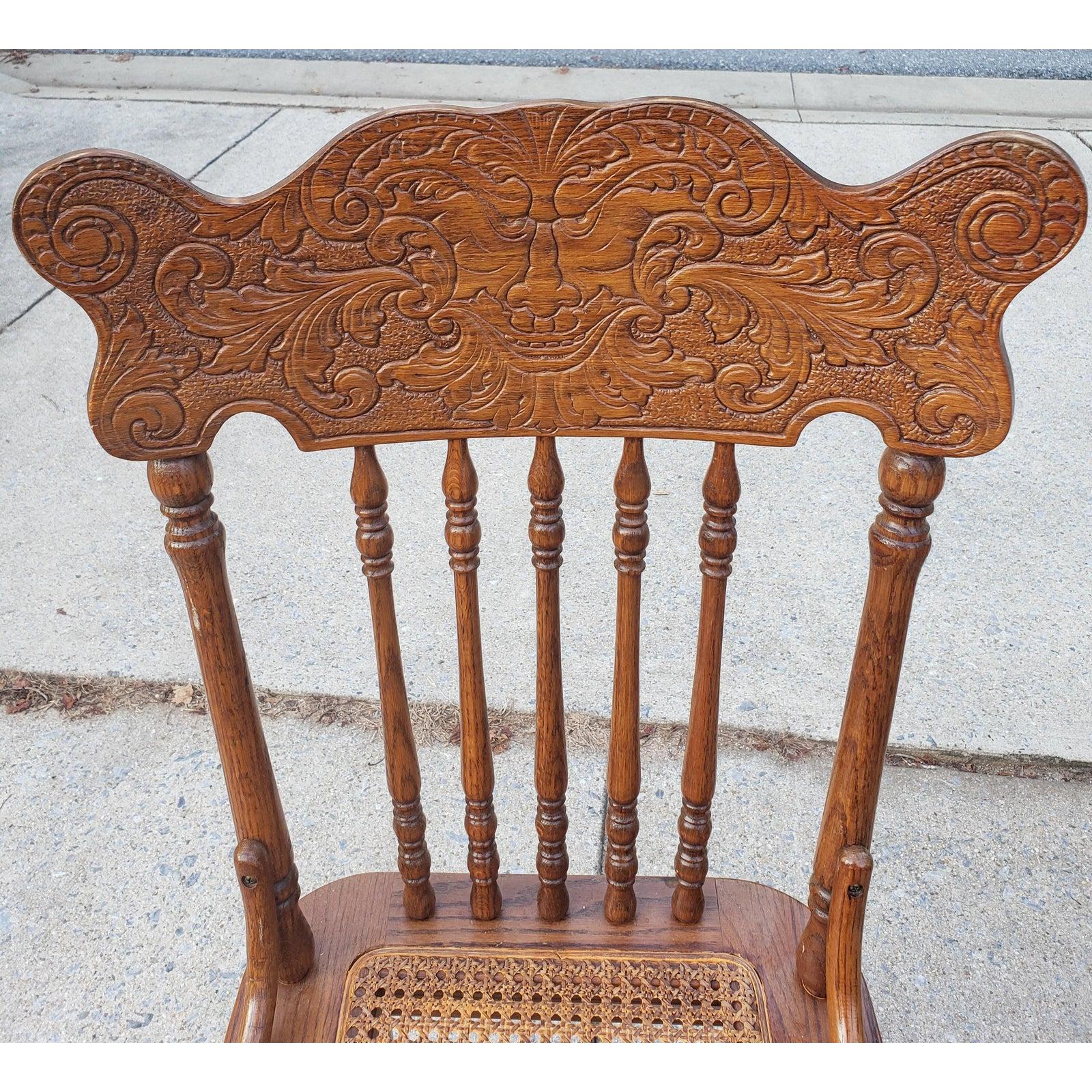 1960s Pressed Back Spindle Cane Seat Dining Chairs For Sale at 1stDibs