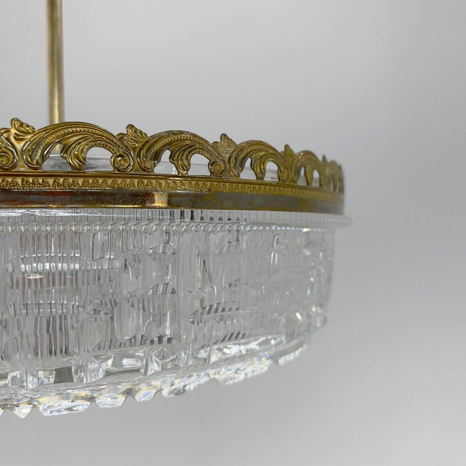 1960's Pressed Glass Pendant with Decorativ Rim, Czechoslovakia In Good Condition For Sale In Praha, CZ