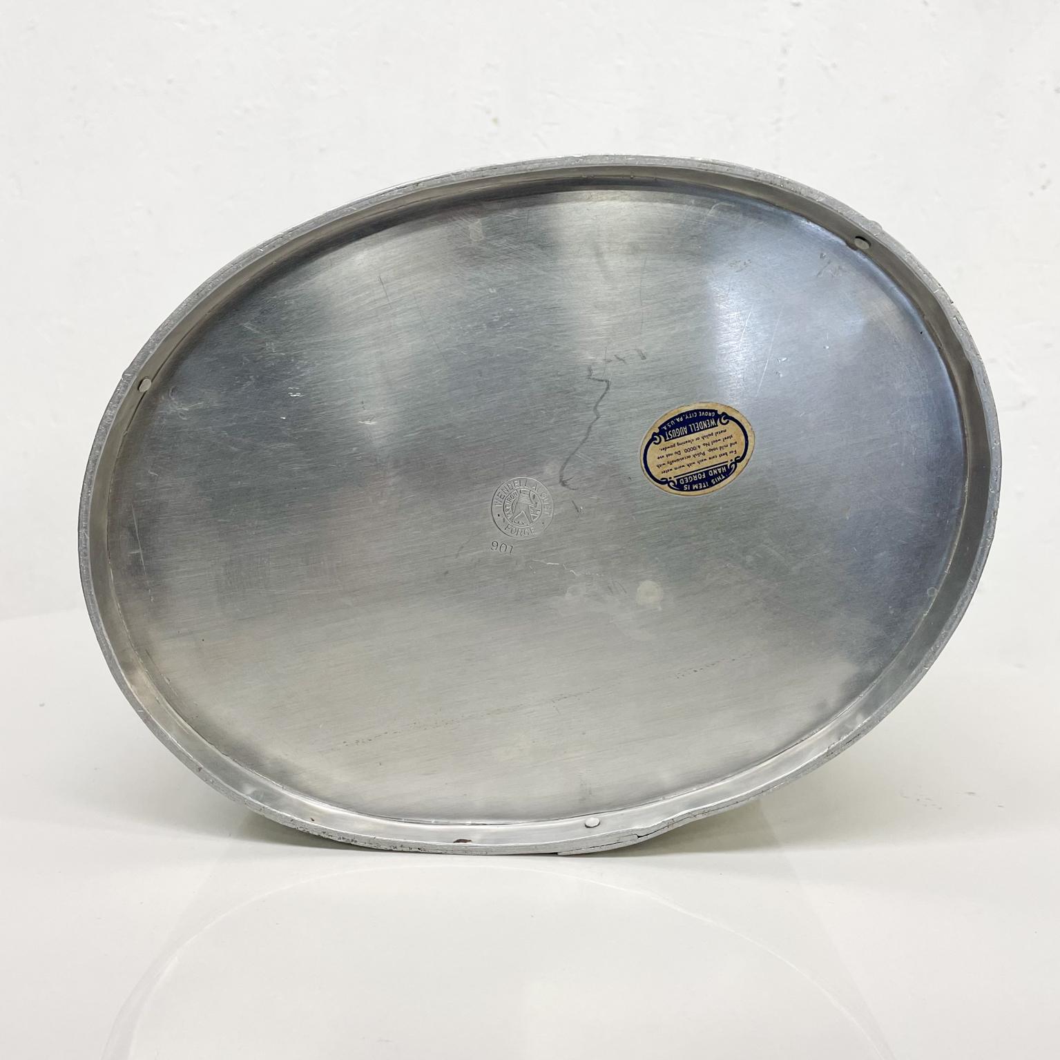 1960s Pretty Oval Waste Basket Hammered Aluminum by Wendell Forge PA 5