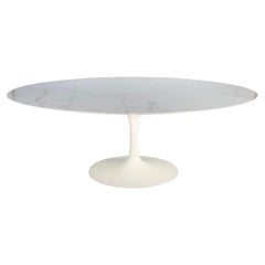 1960's Production Eero Saarinen for Knoll Tulip 78" Oval Marble Top Dining Table