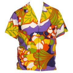 Vintage 1960S Psychedelic Poly Blend Men's Shirt Custom Made In Hawaii