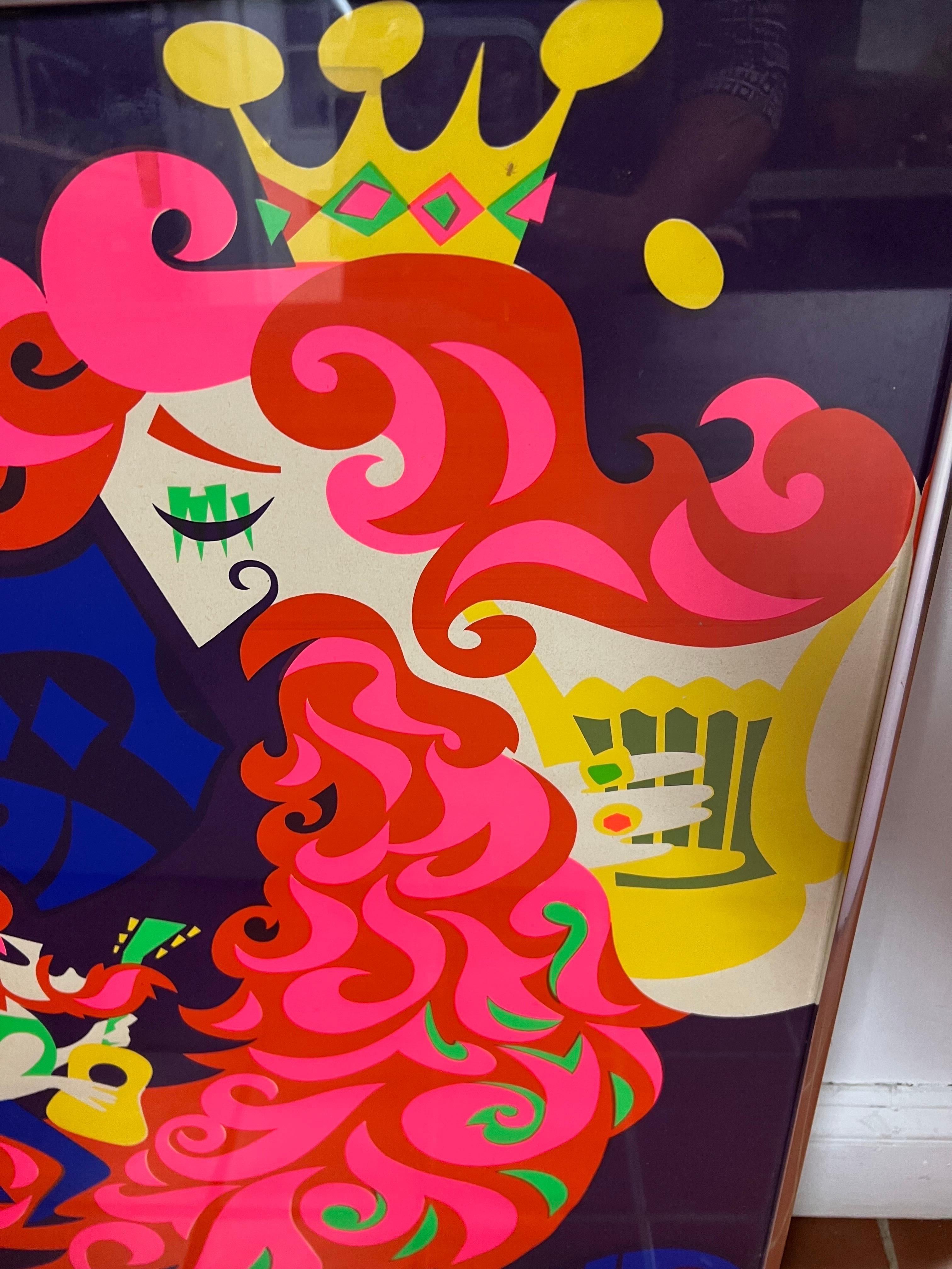 Serigrafía de arte pop psicodélico de los años 70 del rey David y su nieto, por Shamir Bros. en venta 6