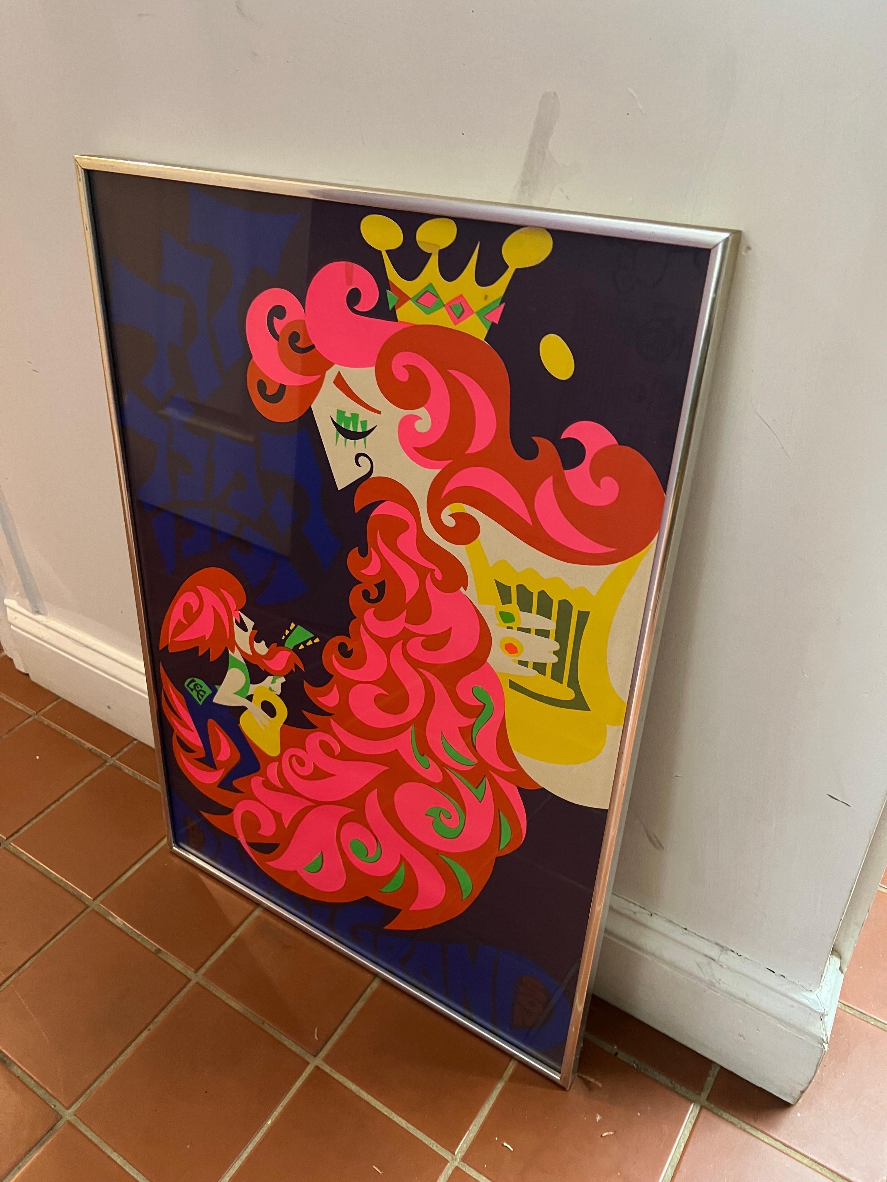 Serigrafía de arte pop psicodélico de los años 70 del rey David y su nieto, por Shamir Bros. Moderno de mediados de siglo en venta