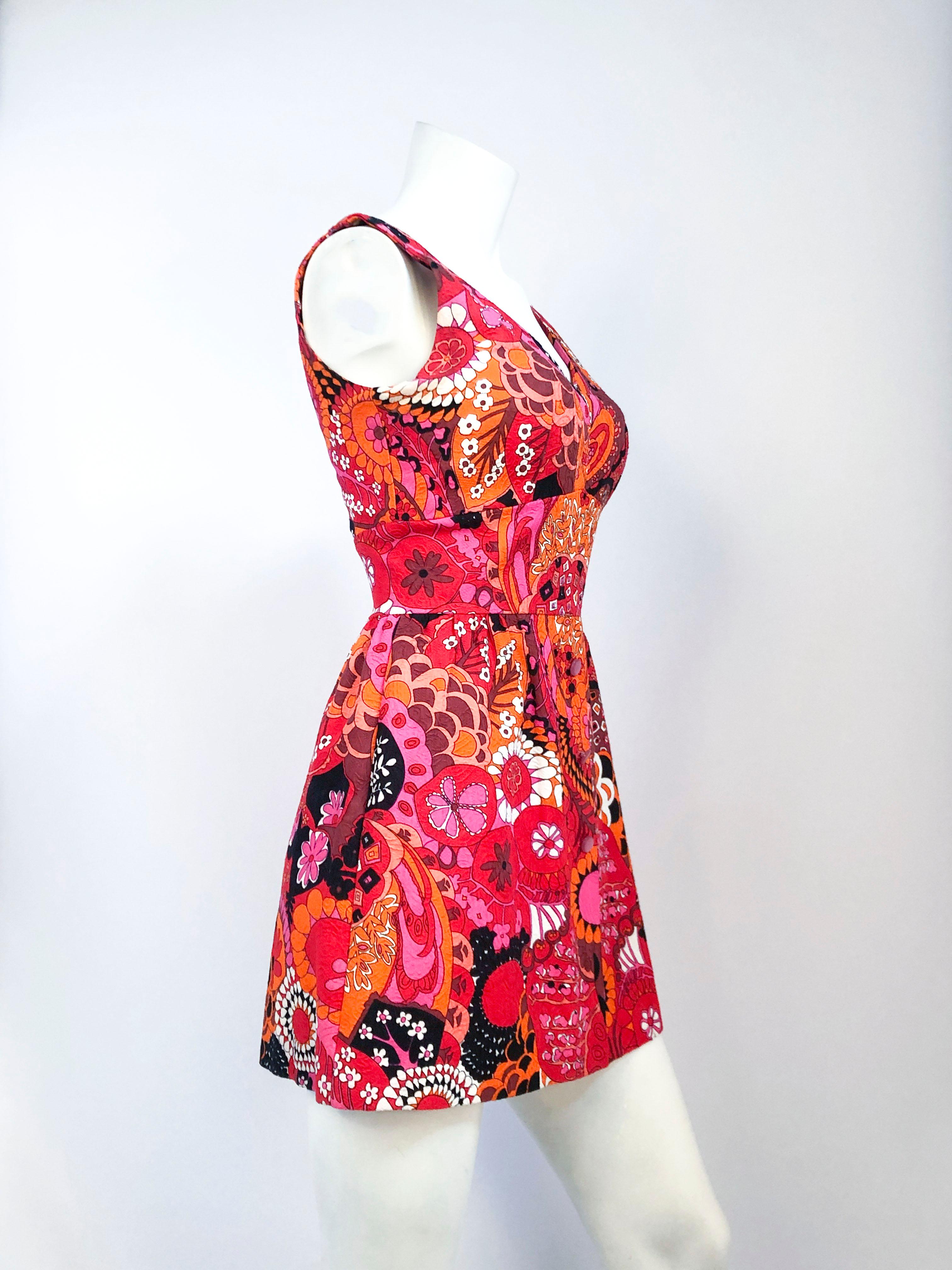 Rosso Costume da bagno/sole stampato psichedelico degli anni '60 in vendita