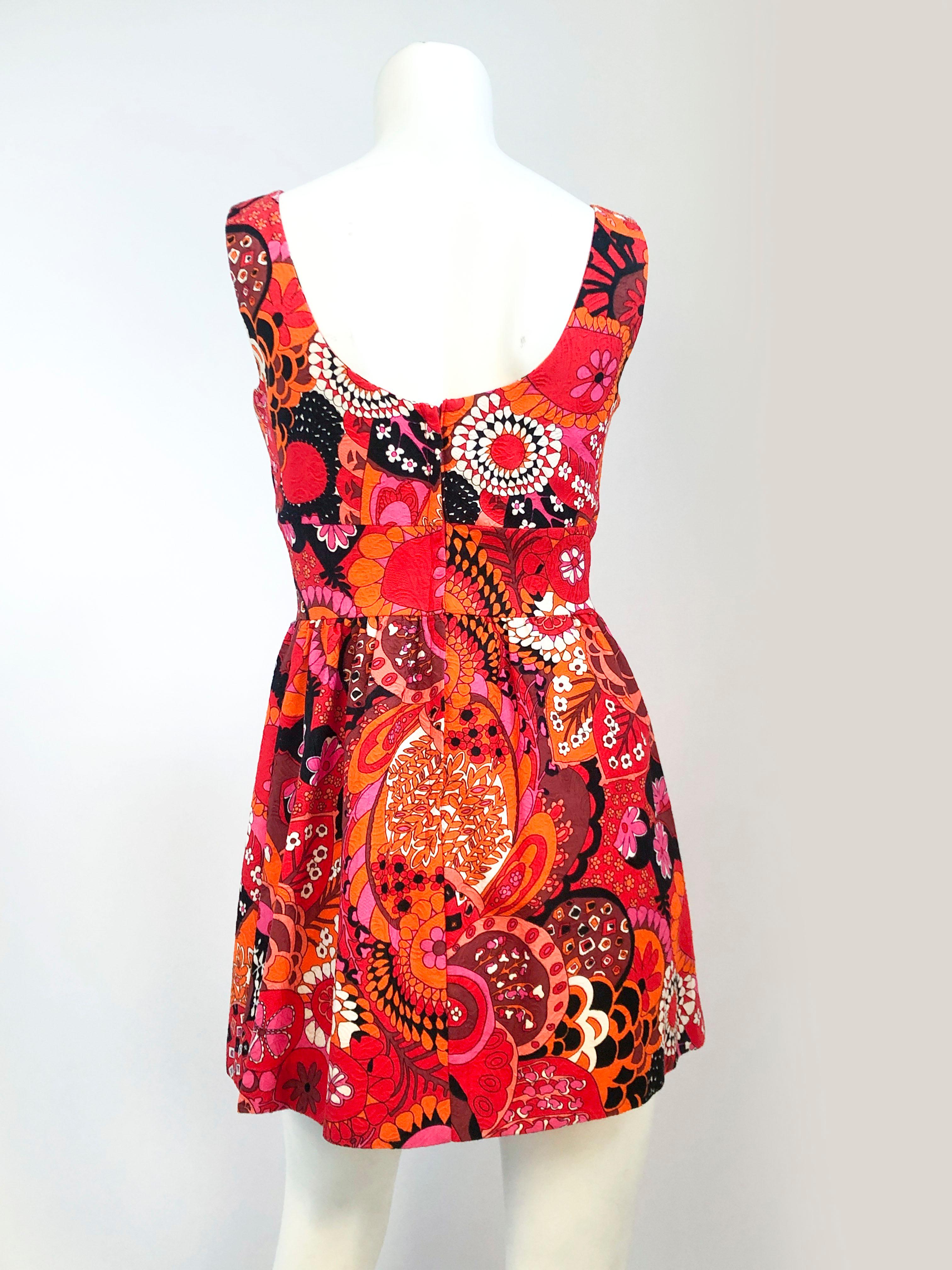 Red 1960s Psychedelic Printed Bathing/Sun Suit For Sale