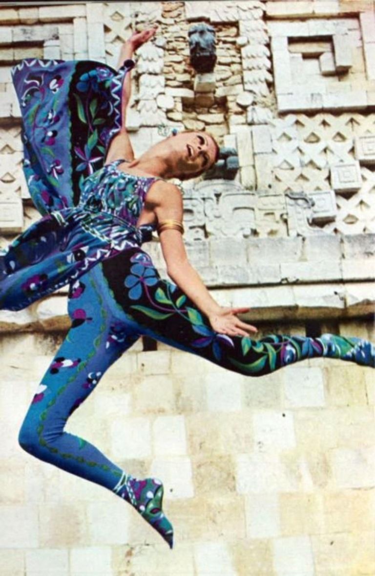 Leggings Pucci blu ceruleo 1960s in vendita 1