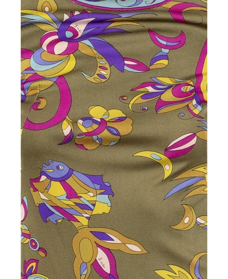 1960S Pucci Olive Green & Purple Silk Jersey Mod Sleeved Mini Dress As Is For Sale 6