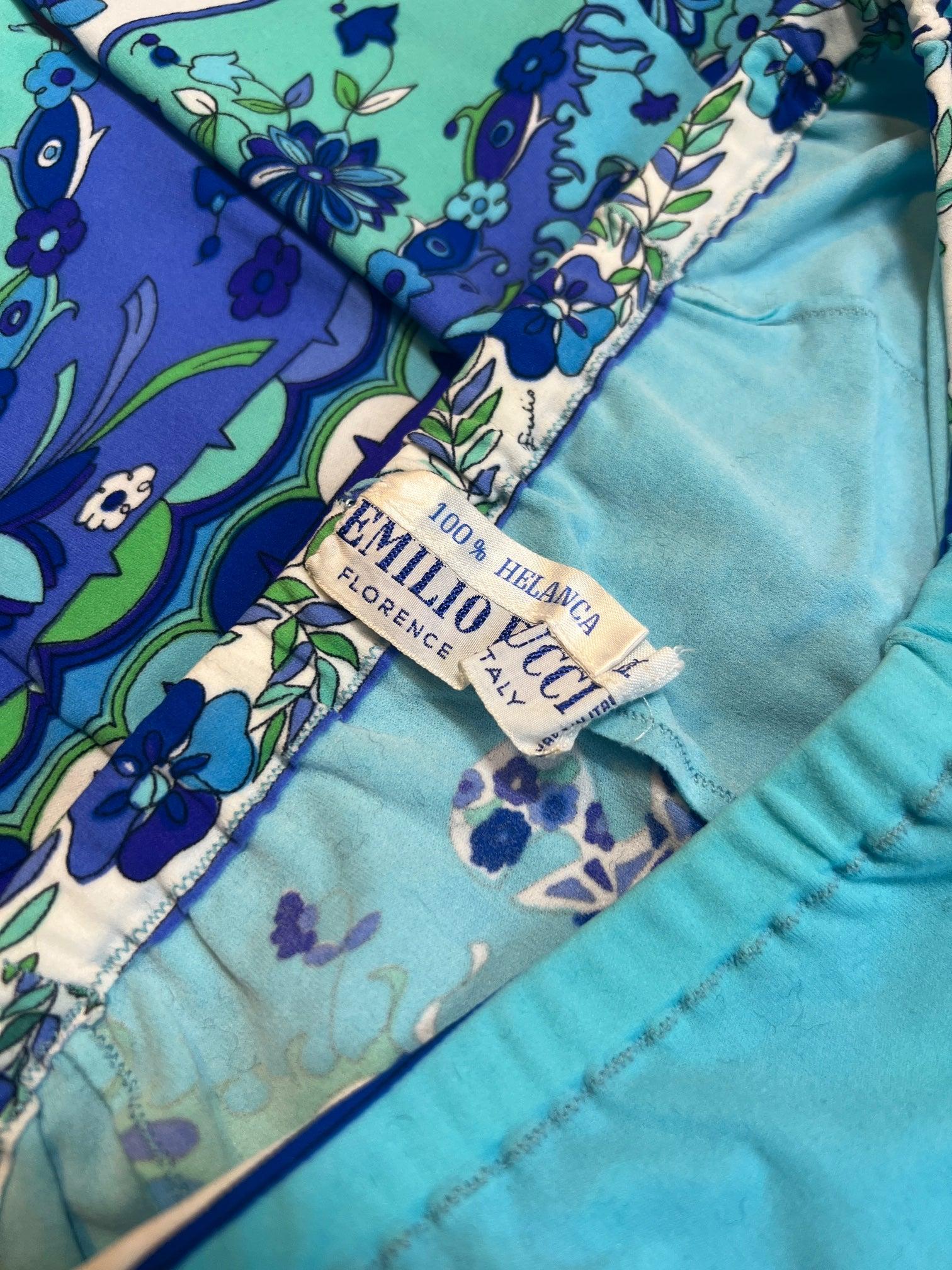 1960s Pucci Turquoise Printed Leggings For Sale 1